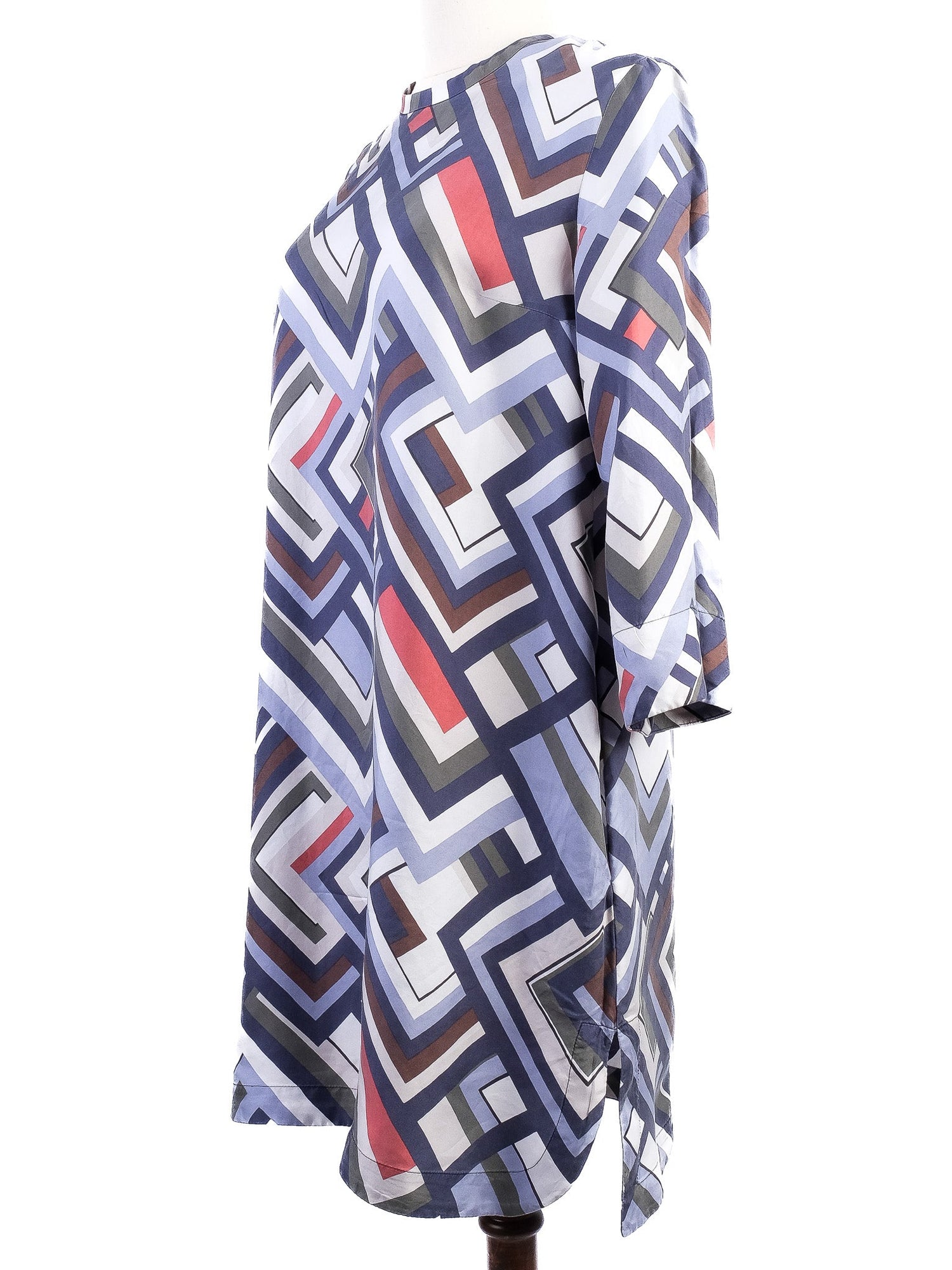 Max Mara Excellent Condition Silk Geometric Pattern Dress Size M