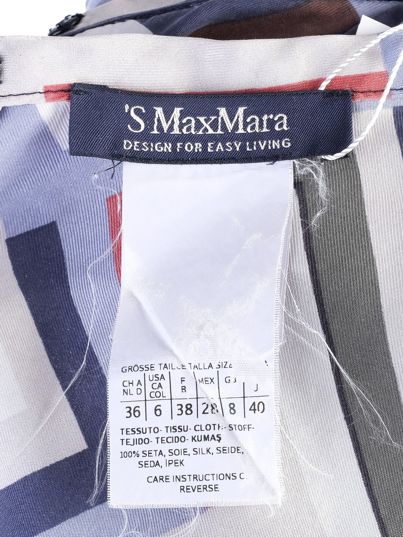 Max Mara Excellent Condition Silk Geometric Pattern Dress Size M