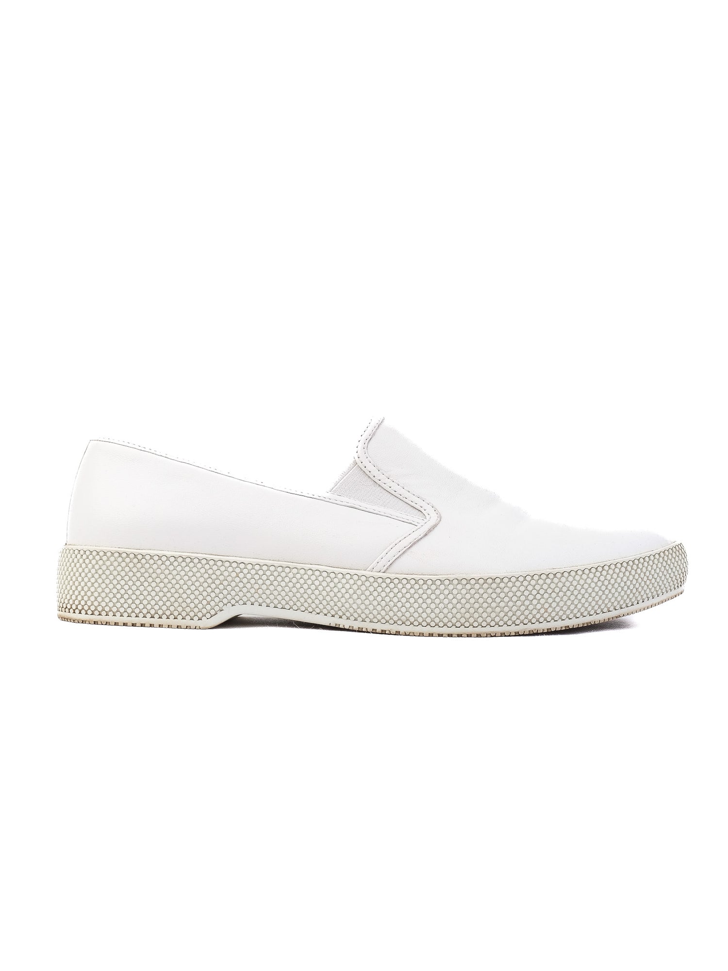 Excellent Prada White Leather Slip-On Shoes Size 37 for Women