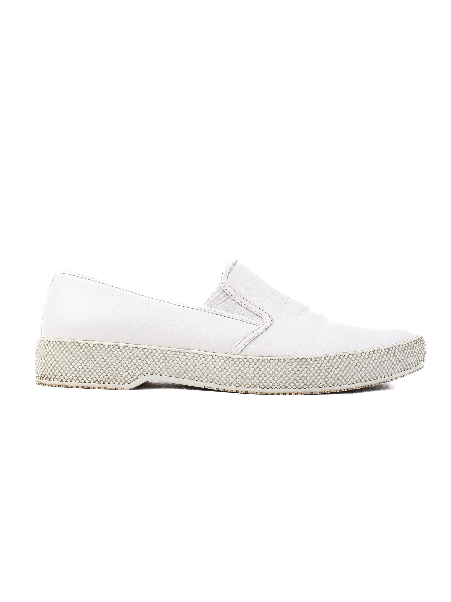 Excellent Prada White Leather Slip-On Shoes Size 37 for Women