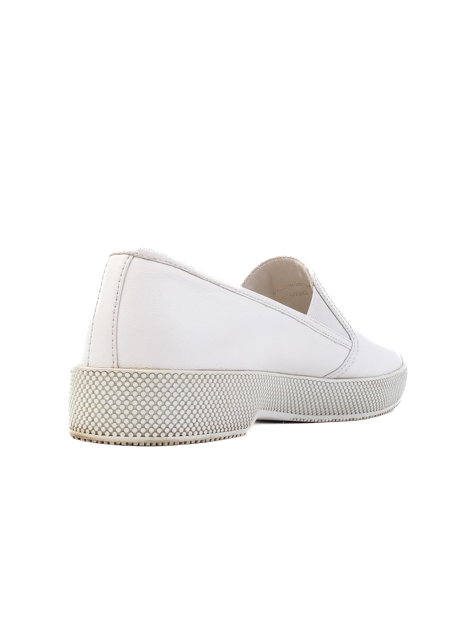 Excellent Prada White Leather Slip-On Shoes Size 37 for Women