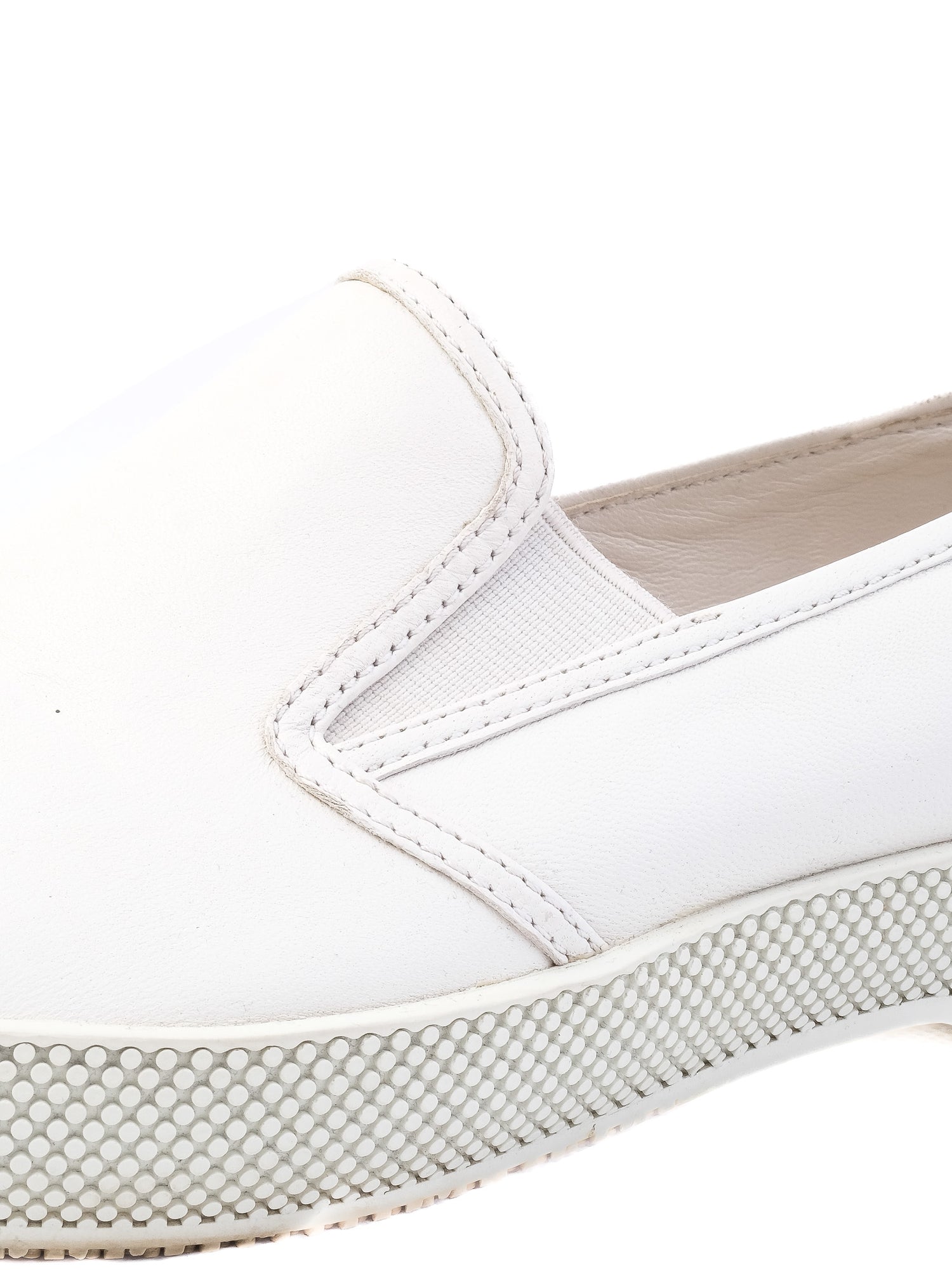 Excellent Prada White Leather Slip-On Shoes Size 37 for Women