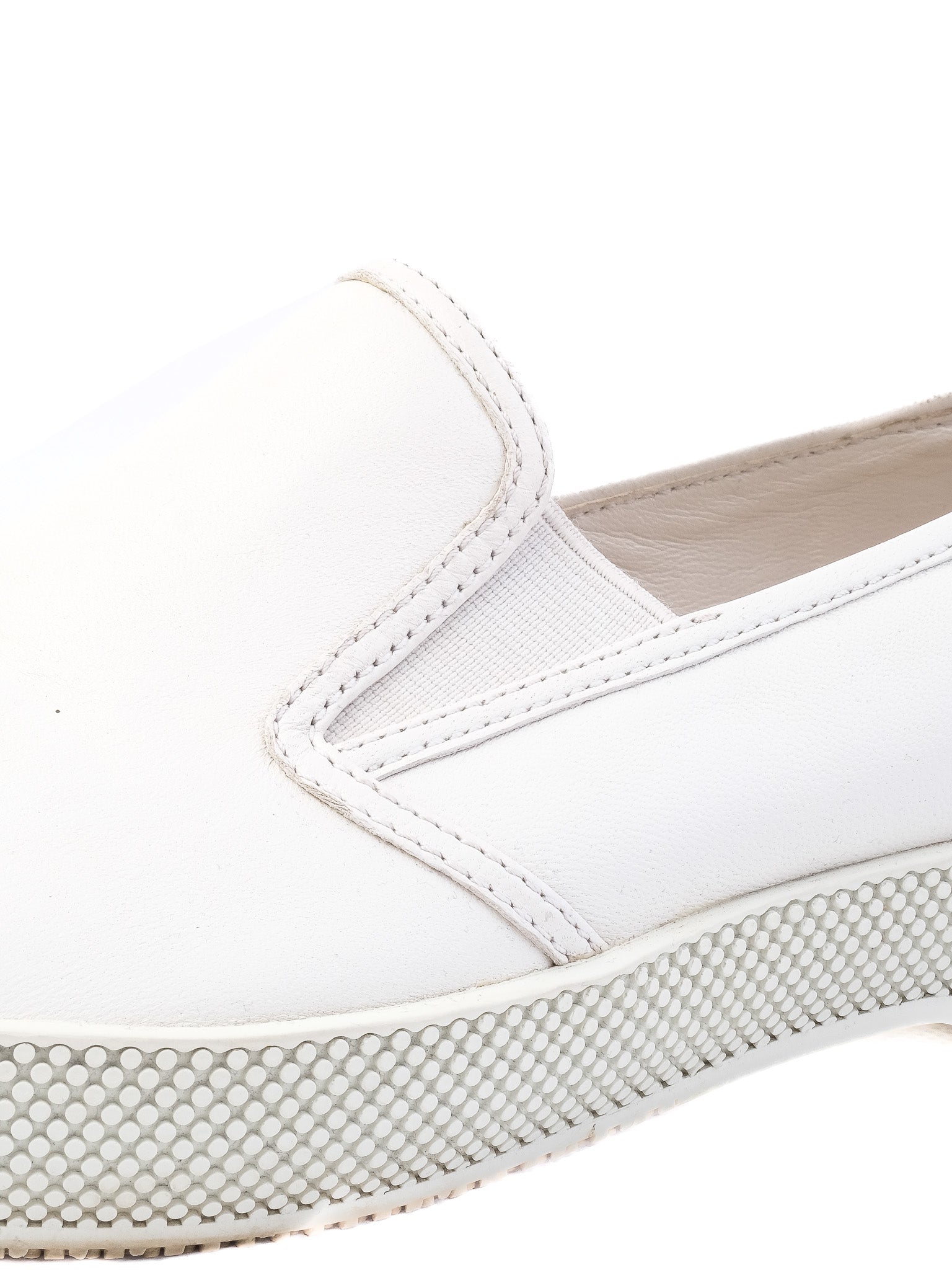 Excellent Prada White Leather Slip-On Shoes Size 37 for Women