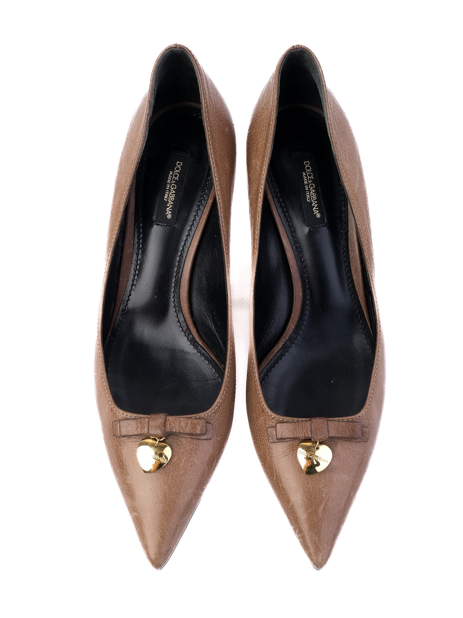 Excellent Dolce Gabbana Orange Leather Kitten Heel Shoes