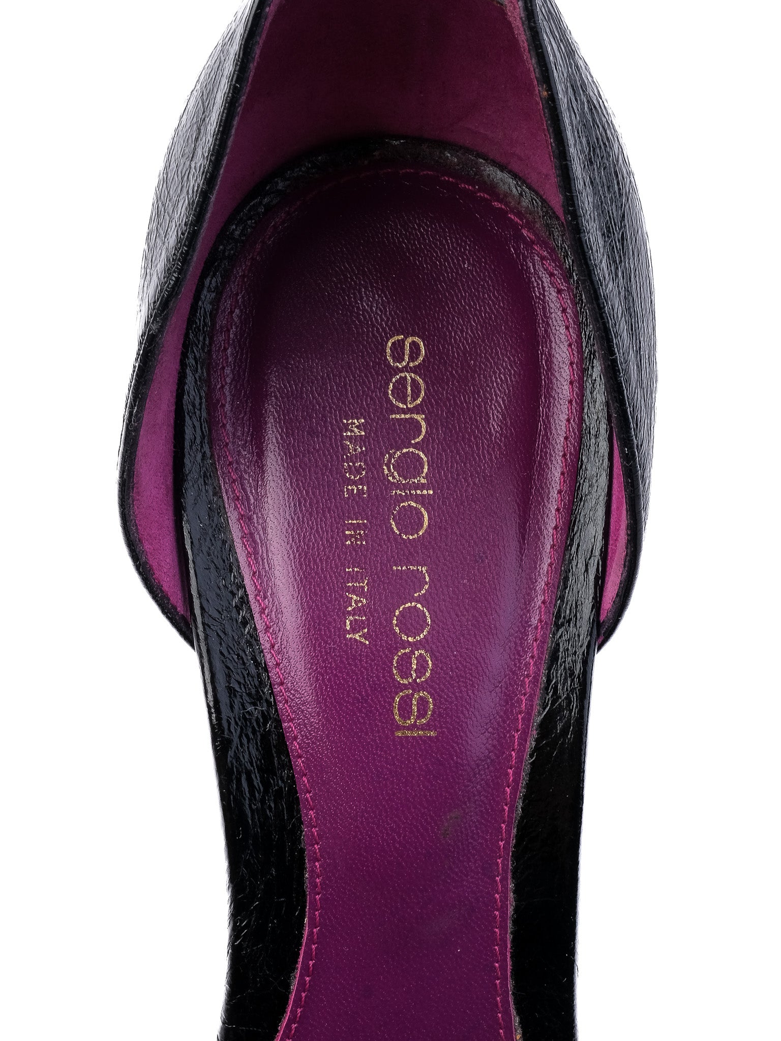 Sergio Rossi Black Leather High Heels Size 38 Peep Toe Stiletto