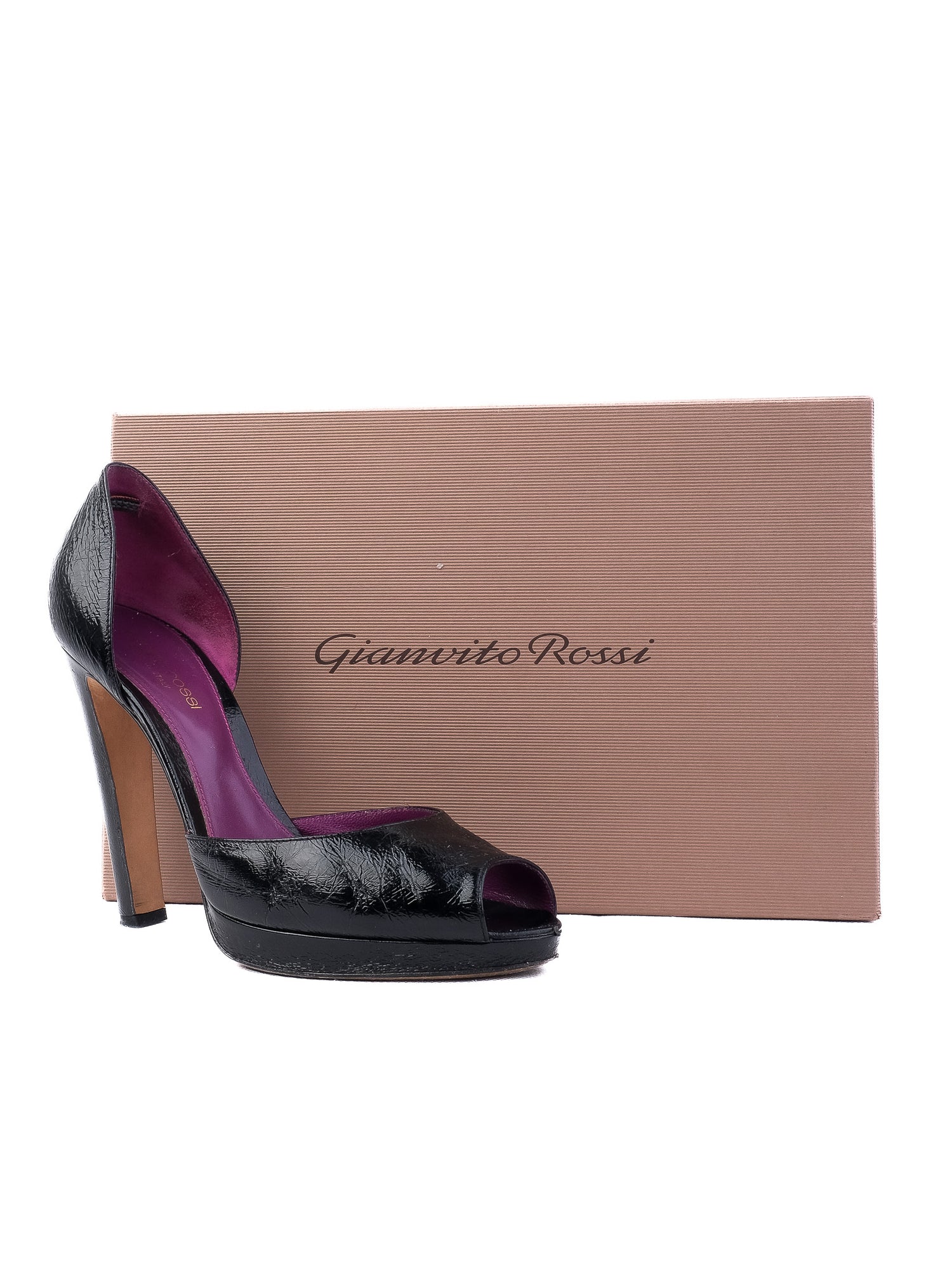 Sergio Rossi Black Leather High Heels Size 38 Peep Toe Stiletto