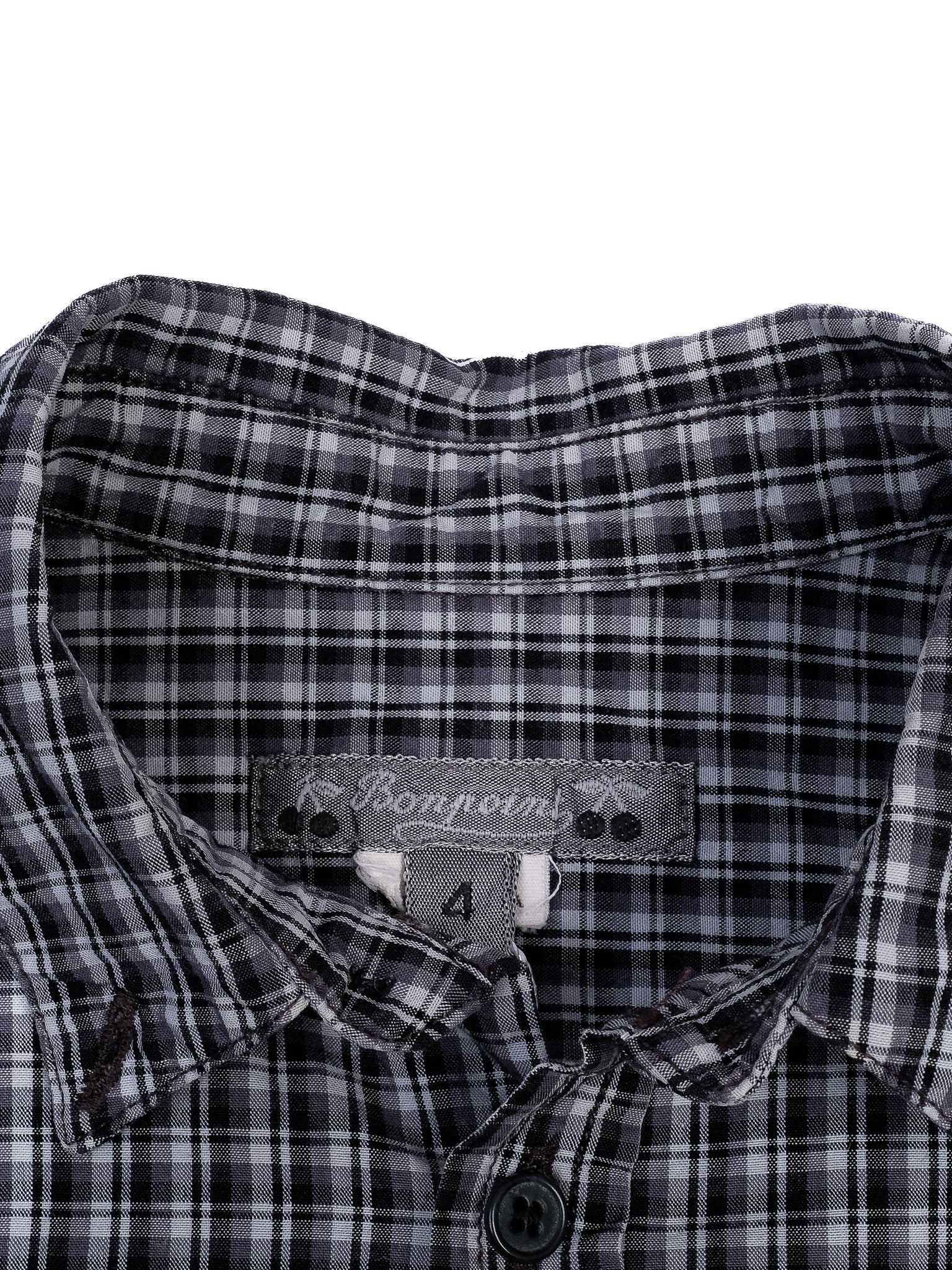 Excellent Bonpoint Checkered Long Sleeve Shirt Size 4 for Kids