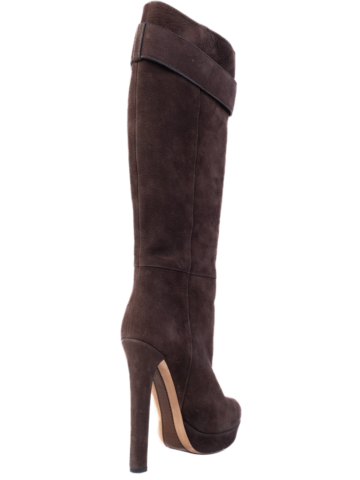 Excellent Gucci Orange Leather High-Heeled Knee-High Boots Size 39