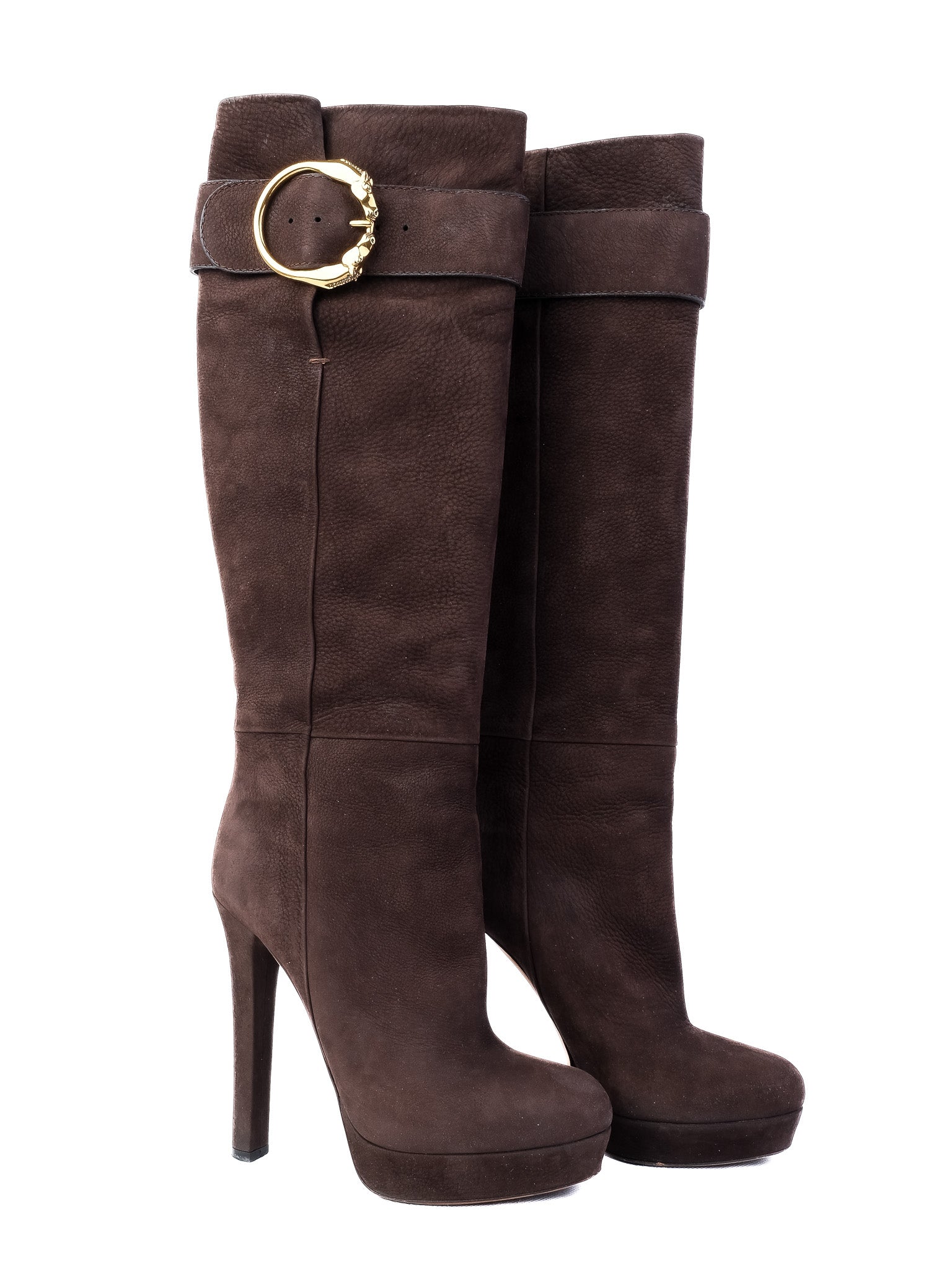 Excellent Gucci Orange Leather High-Heeled Knee-High Boots Size 39