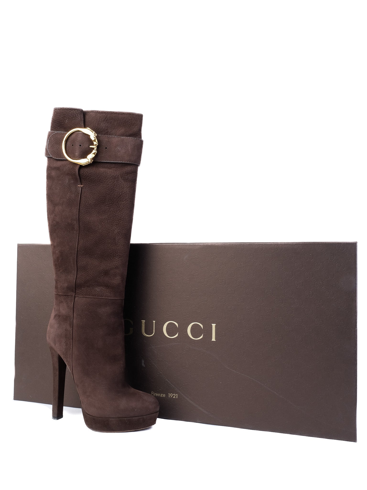 Excellent Gucci Orange Leather High-Heeled Knee-High Boots Size 39