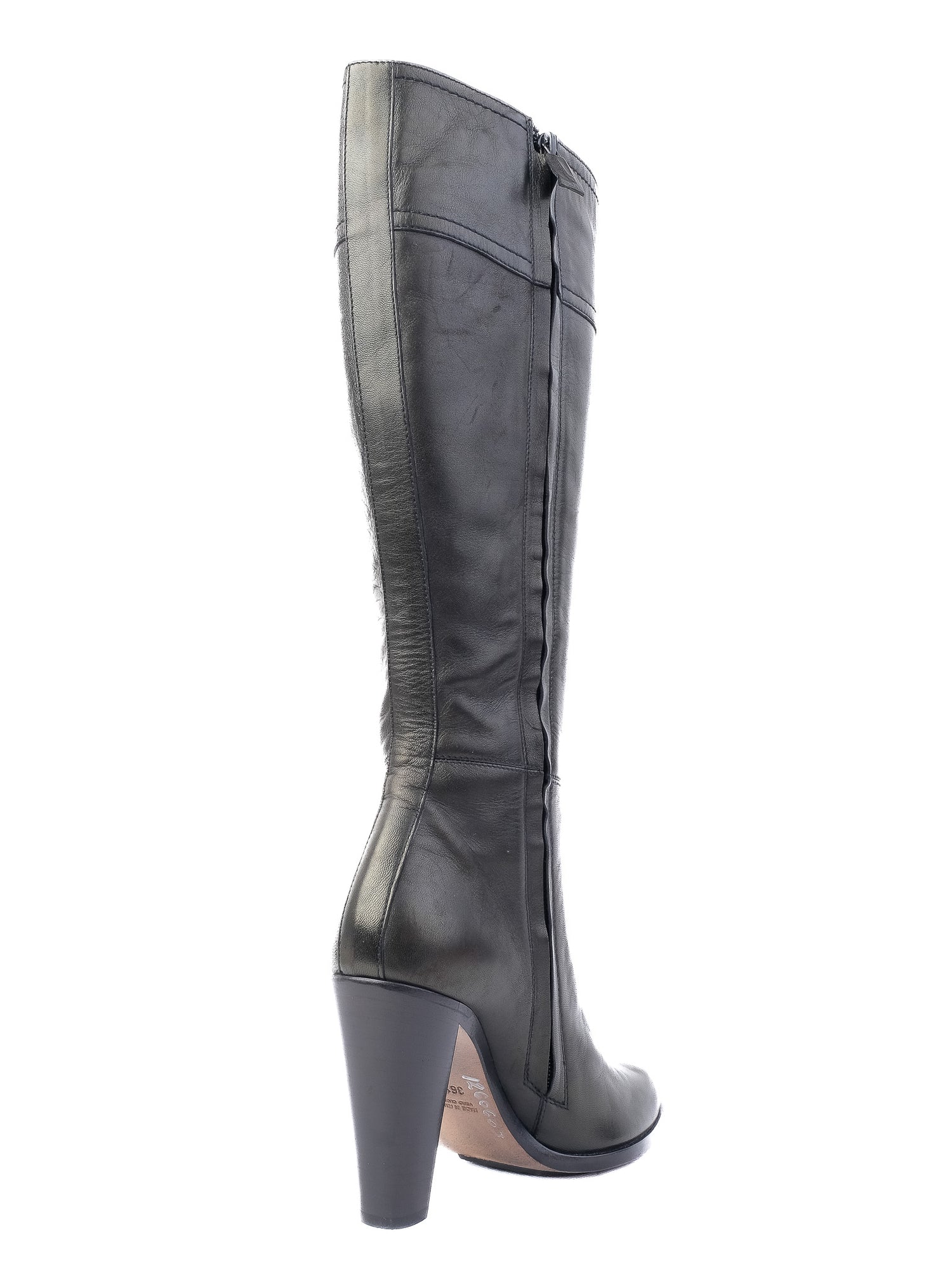 Perfect Costume National Black Leather Knee-High Heeled Boots Size 36.5