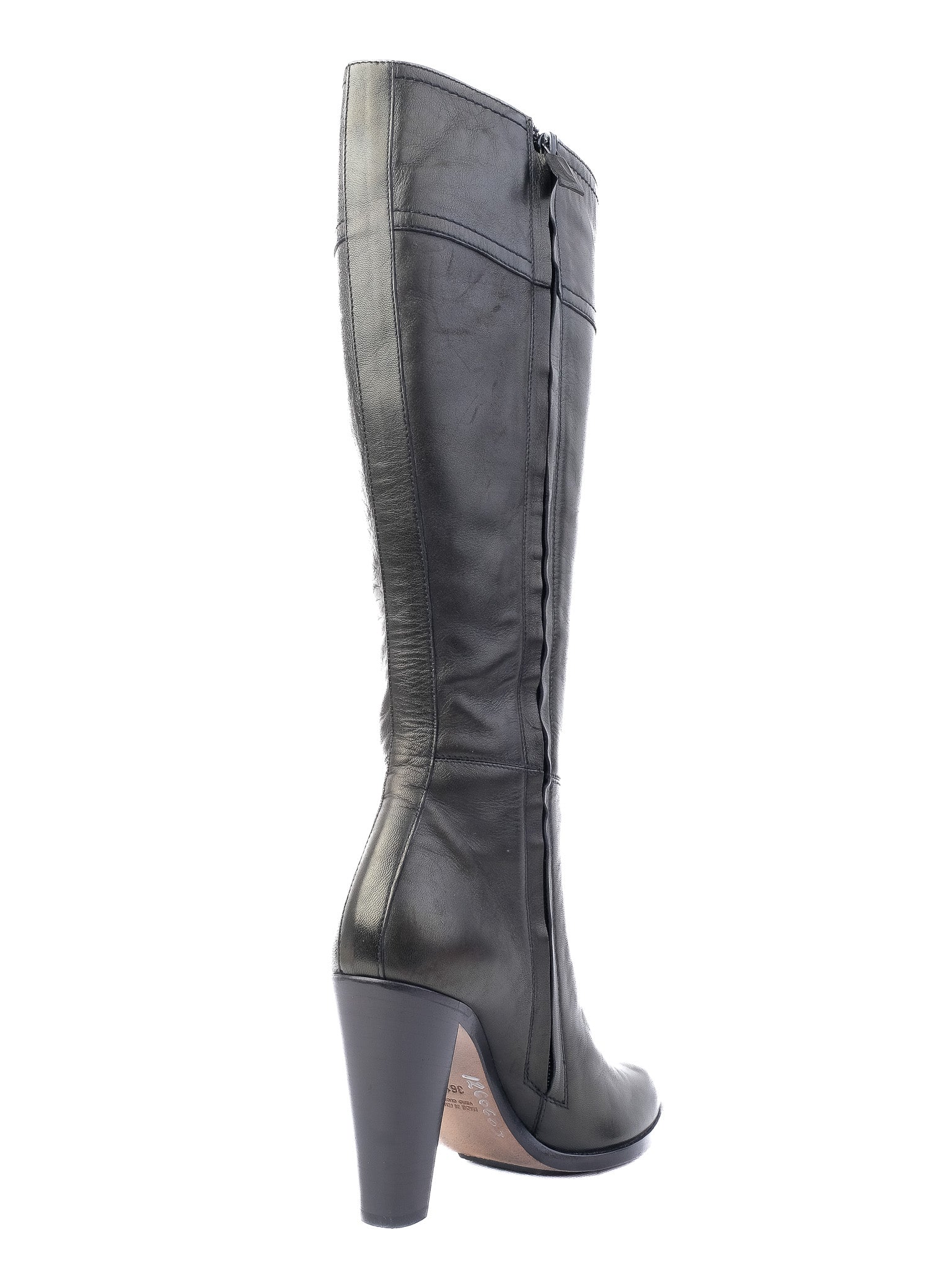 Perfect Costume National Black Leather Knee-High Heeled Boots Size 36.5