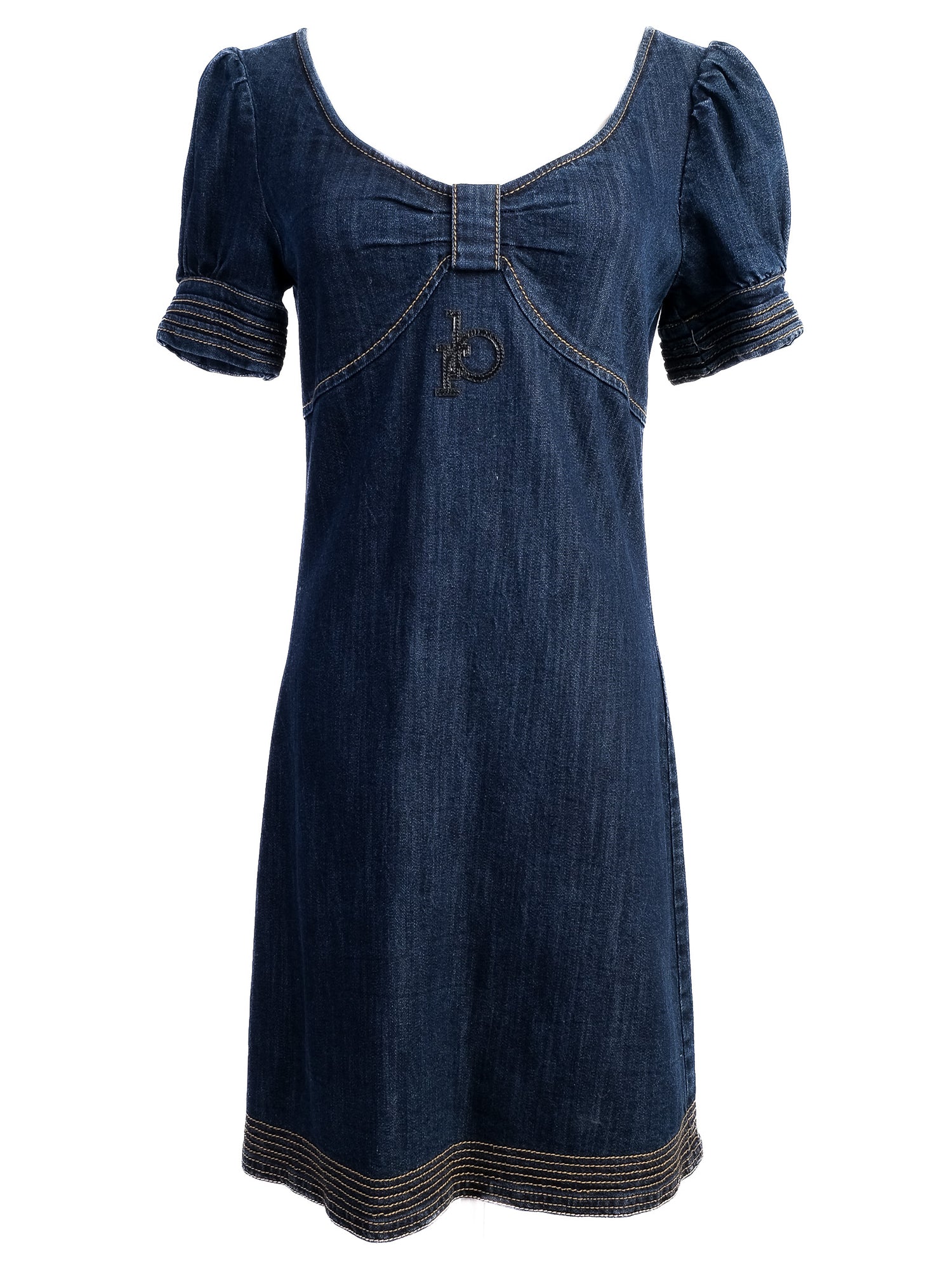 Excellent Roccobarocco Denim Dress Blue Cotton Size N/A