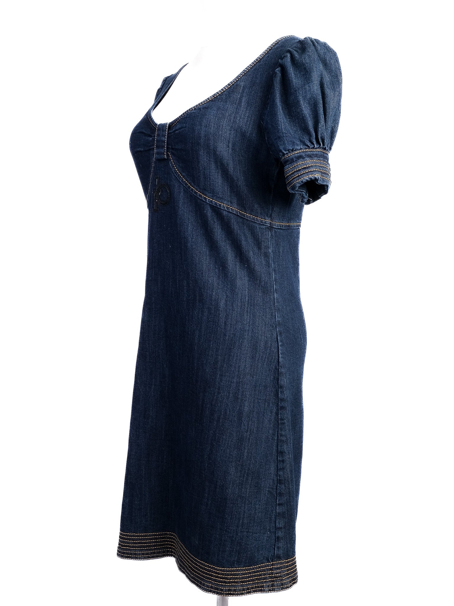 Excellent Roccobarocco Denim Dress Blue Cotton Size N/A