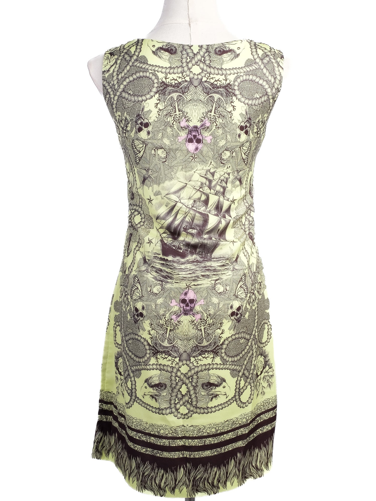 Excellent Alexander McQueen Sleeveless Dress Silk Combined Color