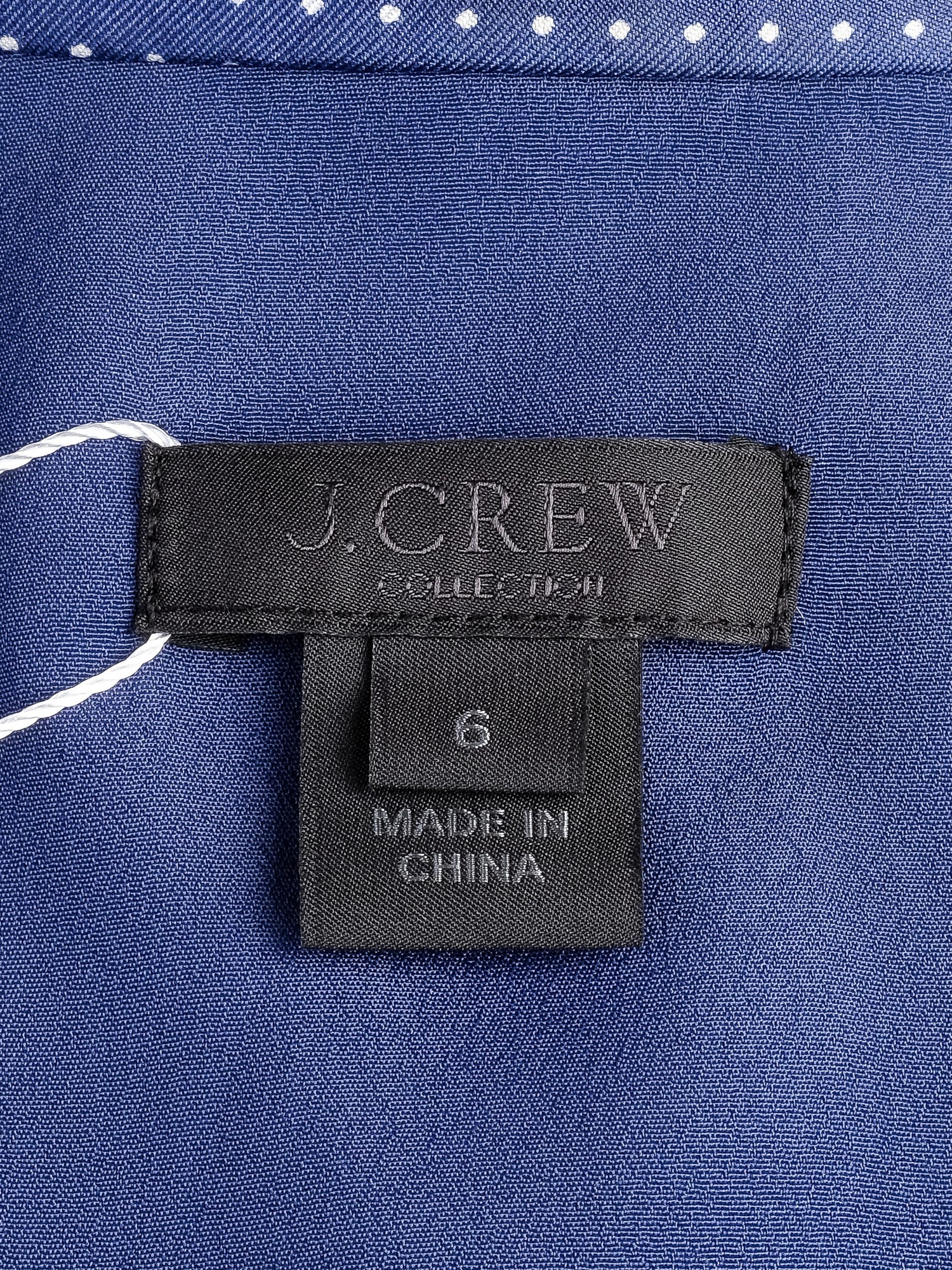 Excellent J. Crew Blue Polka Dot Silk Trench Coat with Belt