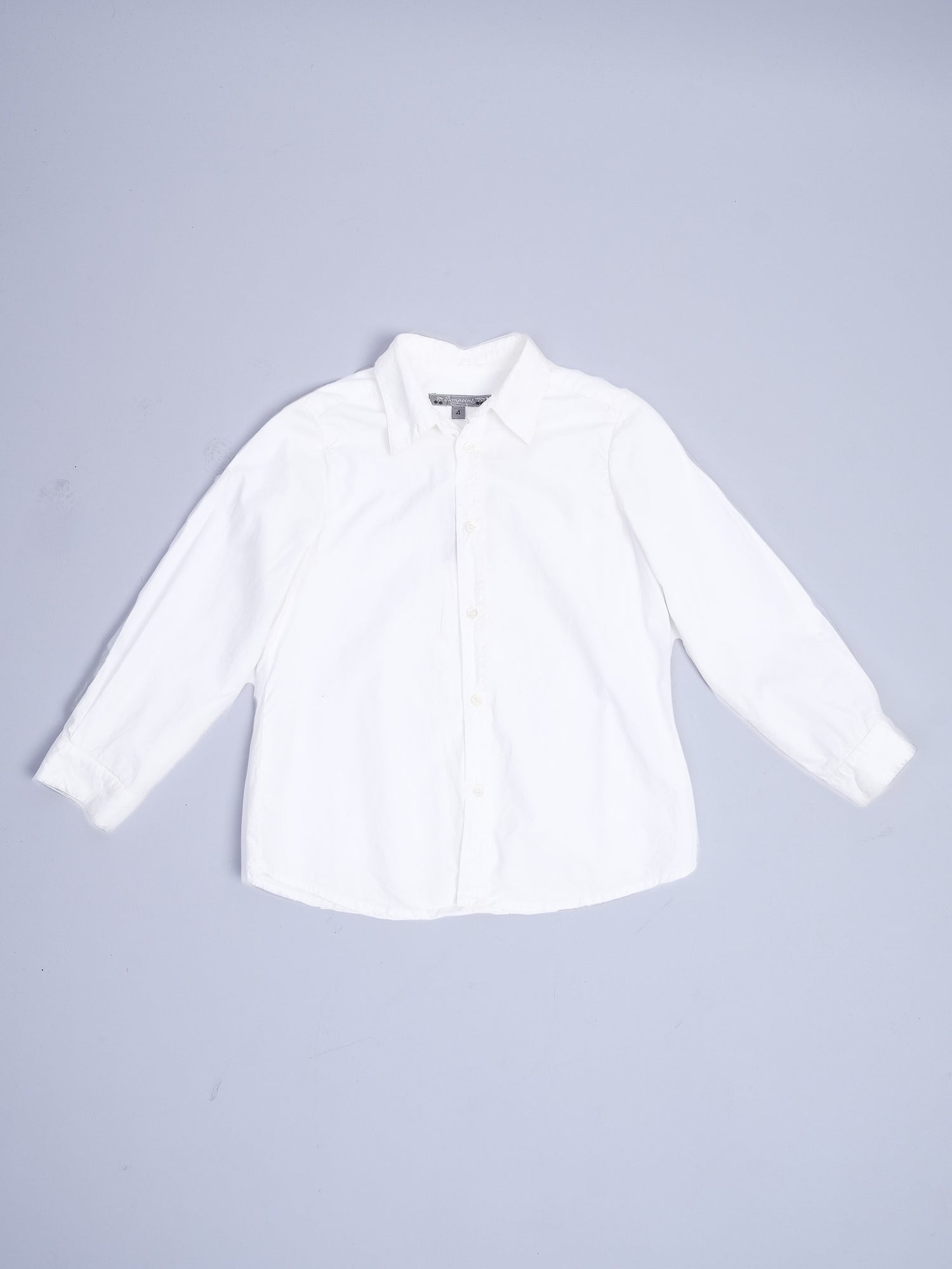 Excellent Bonpoint White Cotton Button-Up Shirt Size 4 for Kids