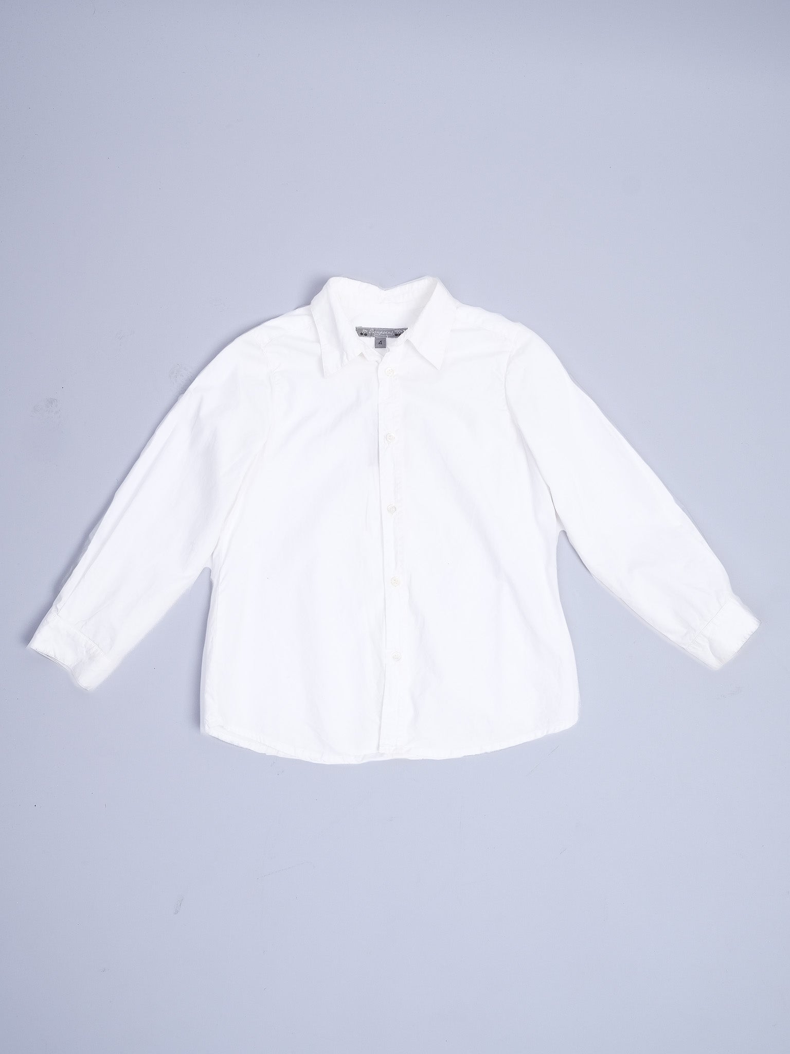 Excellent Bonpoint White Cotton Button-Up Shirt Size 4 for Kids