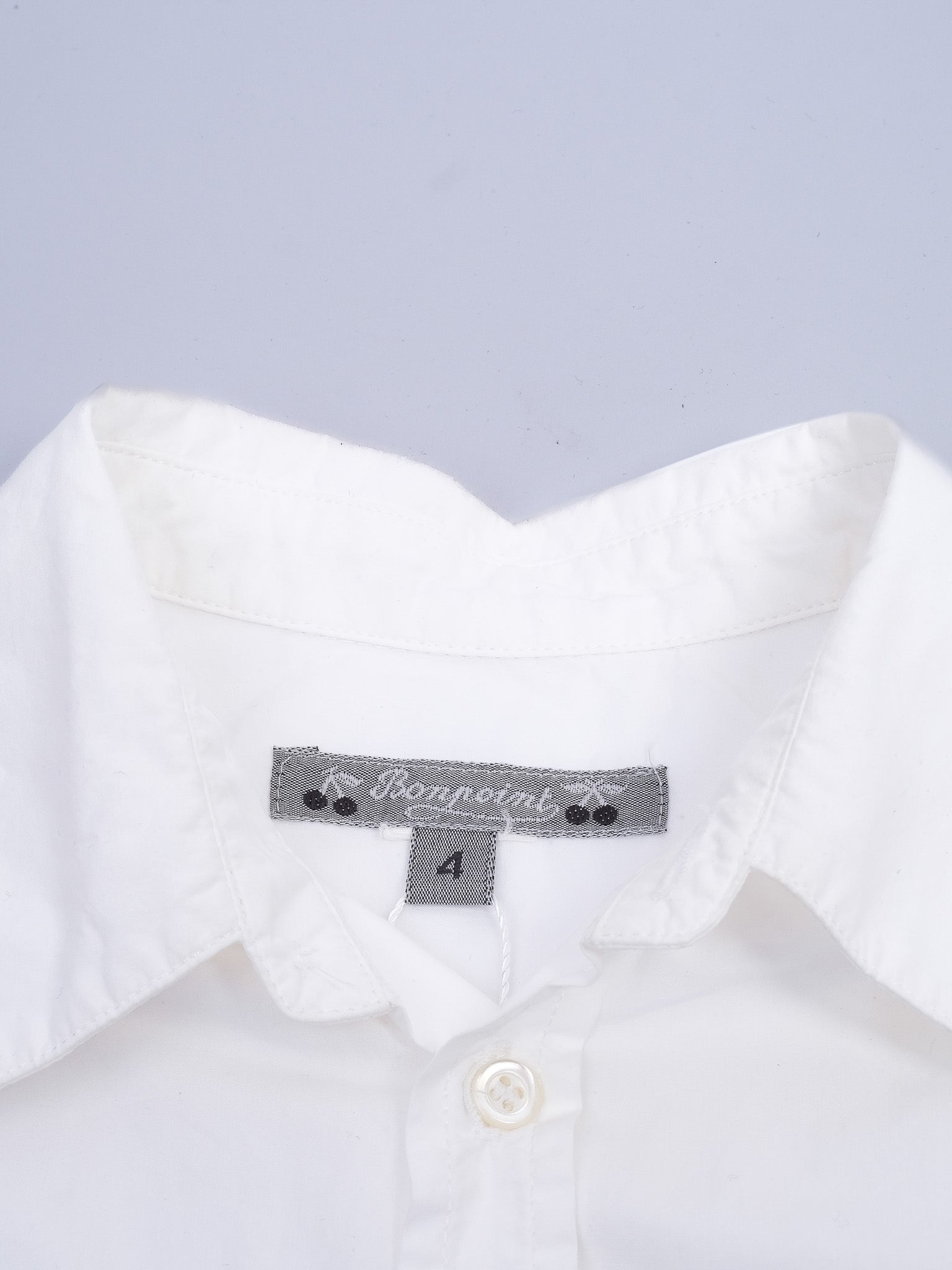 Excellent Bonpoint White Cotton Button-Up Shirt Size 4 for Kids
