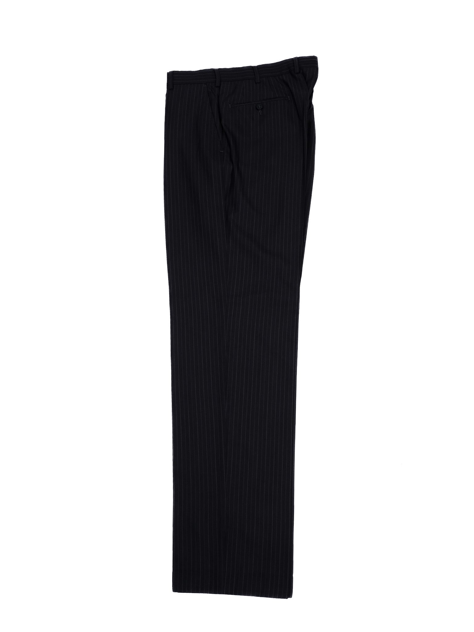 Excellent Ermenegildo Zegna Black Wool Pinstripe Suit Size XL