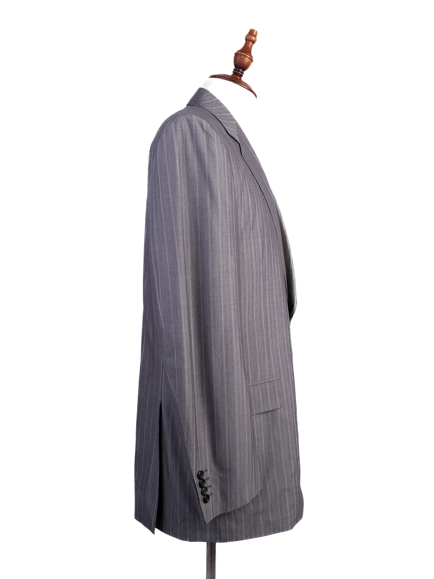 Excellent Canali Gray Pinstripe Suit Size L Cupro Fabric