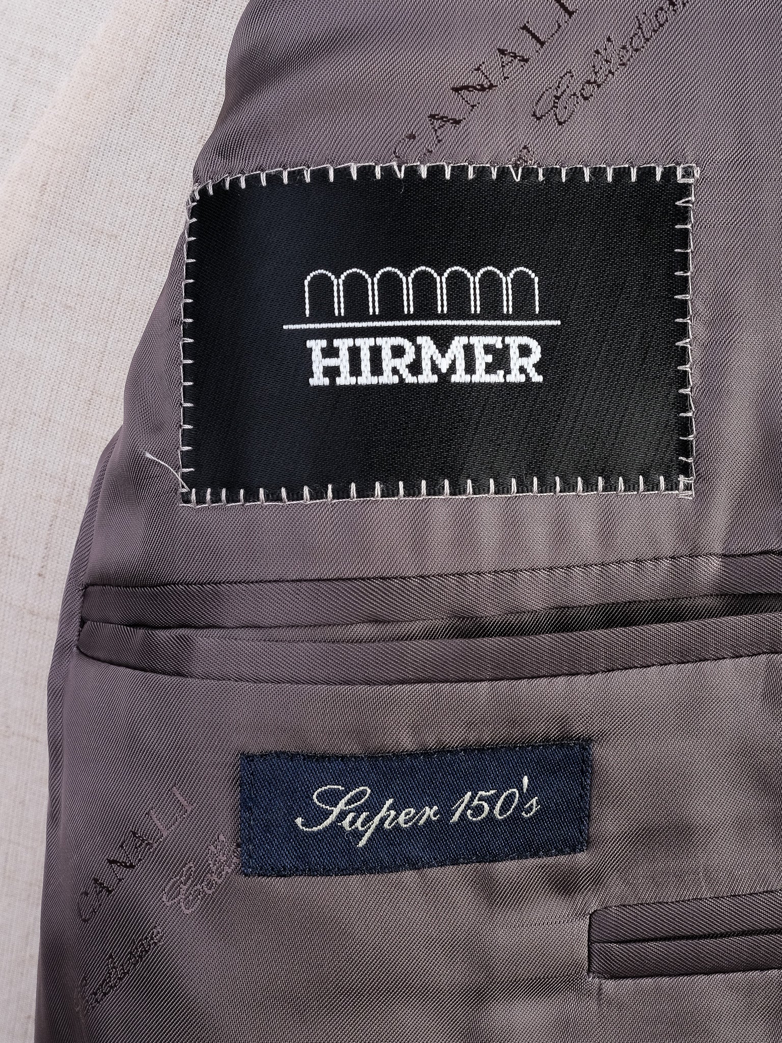 Excellent Canali Gray Pinstripe Suit Size L Cupro Fabric