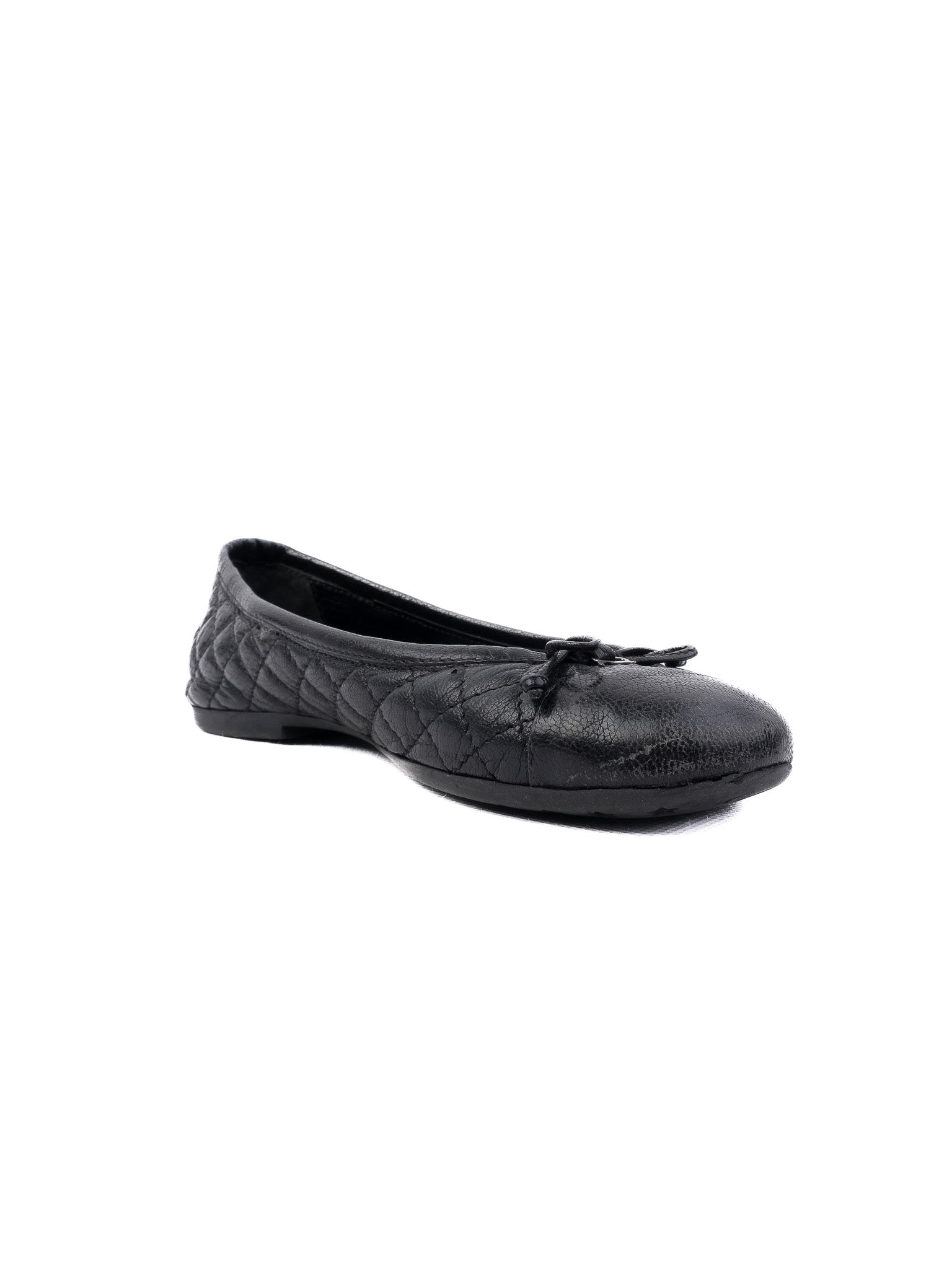 Excellent Blumarine Black Leather Quilted Ballet Flats Size 30