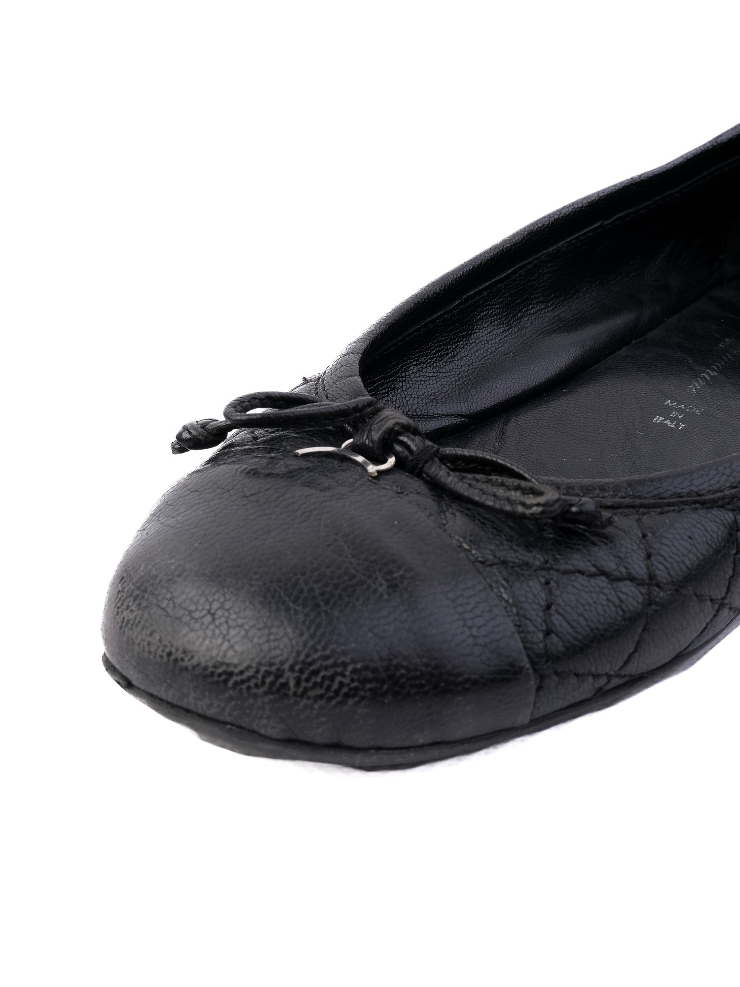 Excellent Blumarine Black Leather Quilted Ballet Flats Size 30