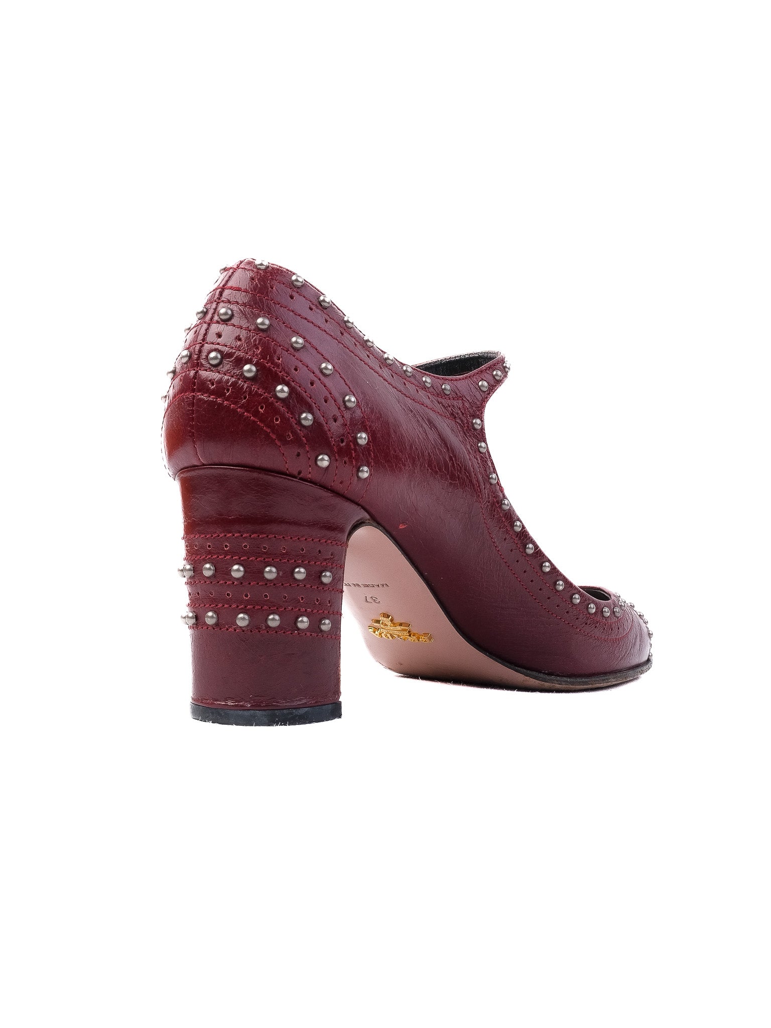 Excellent Prada Red Leather High-Heeled Mary Jane Shoes Size 37