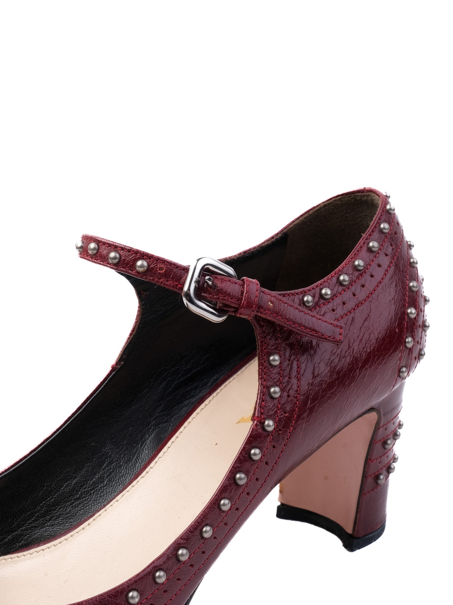 Excellent Prada Red Leather High-Heeled Mary Jane Shoes Size 37