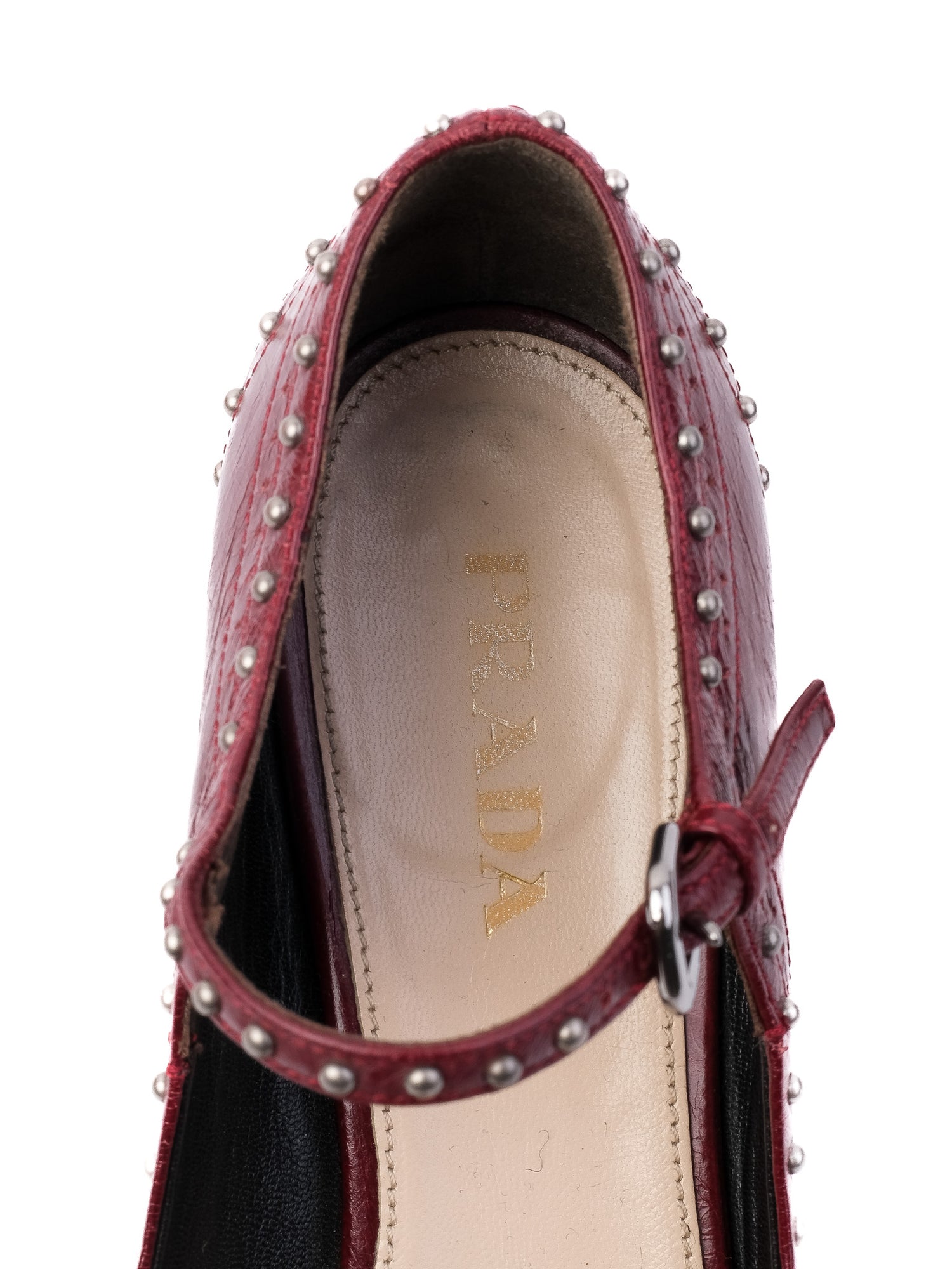 Excellent Prada Red Leather High-Heeled Mary Jane Shoes Size 37