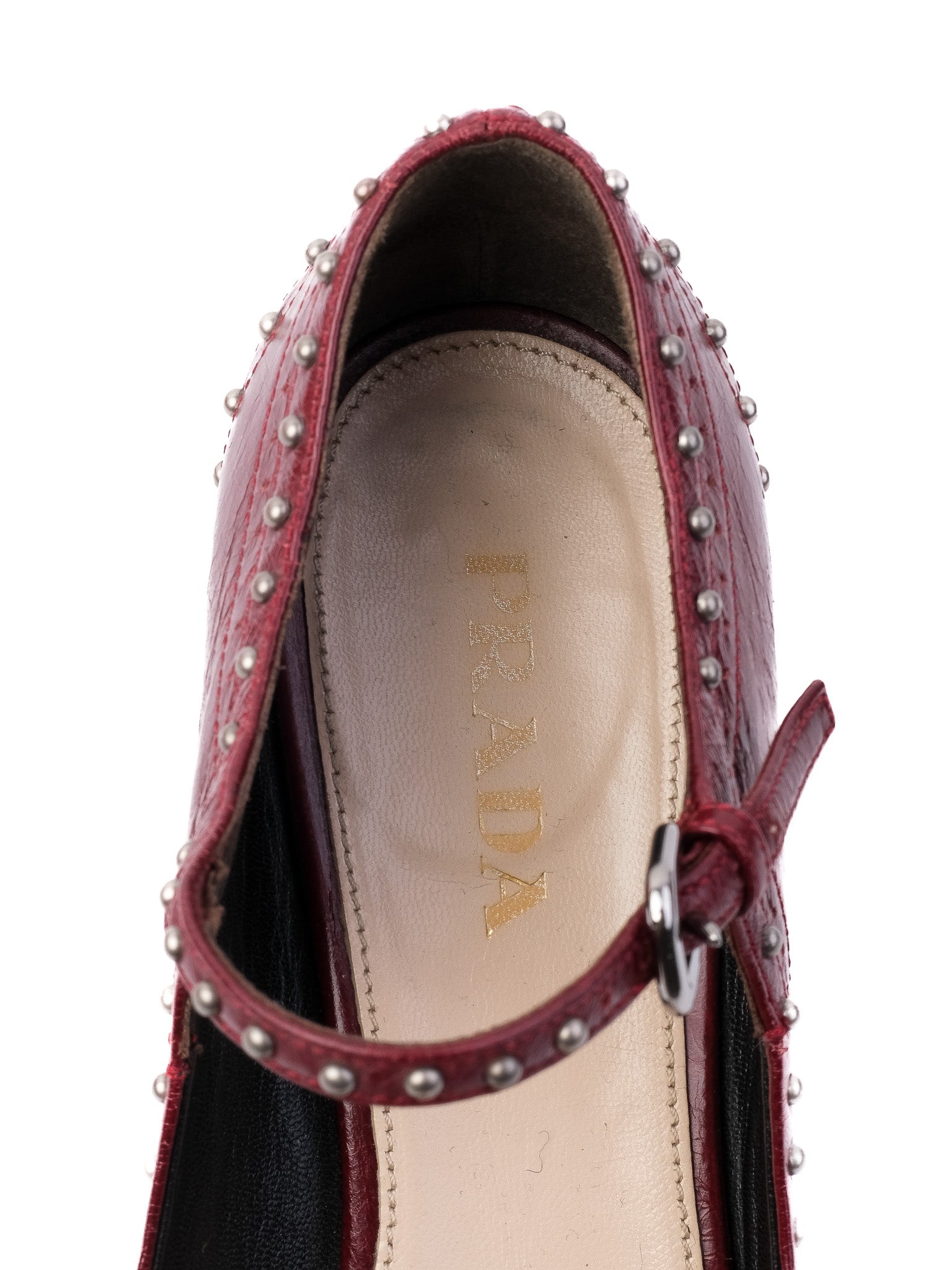 Excellent Prada Red Leather High-Heeled Mary Jane Shoes Size 37