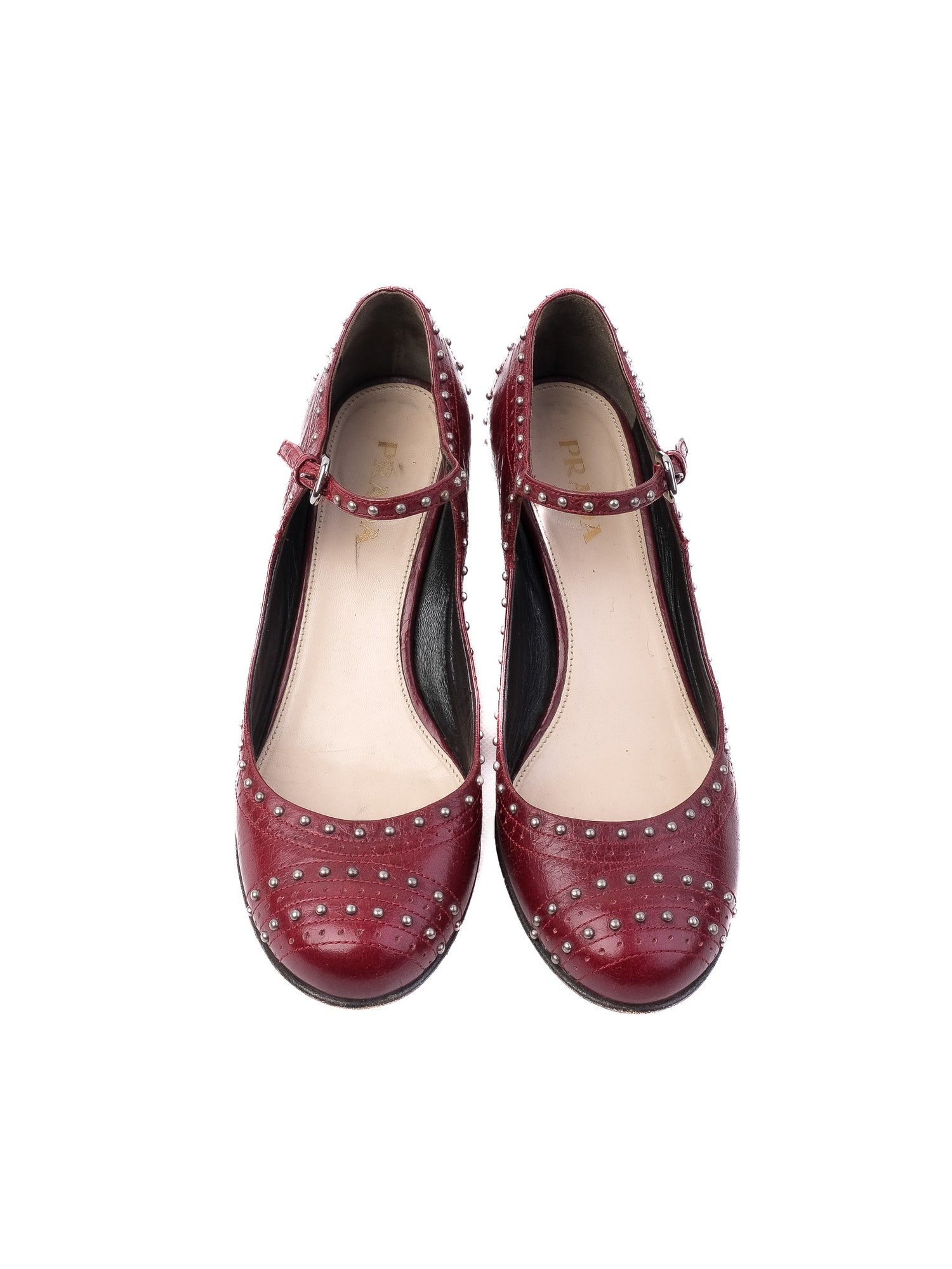 Excellent Prada Red Leather High-Heeled Mary Jane Shoes Size 37
