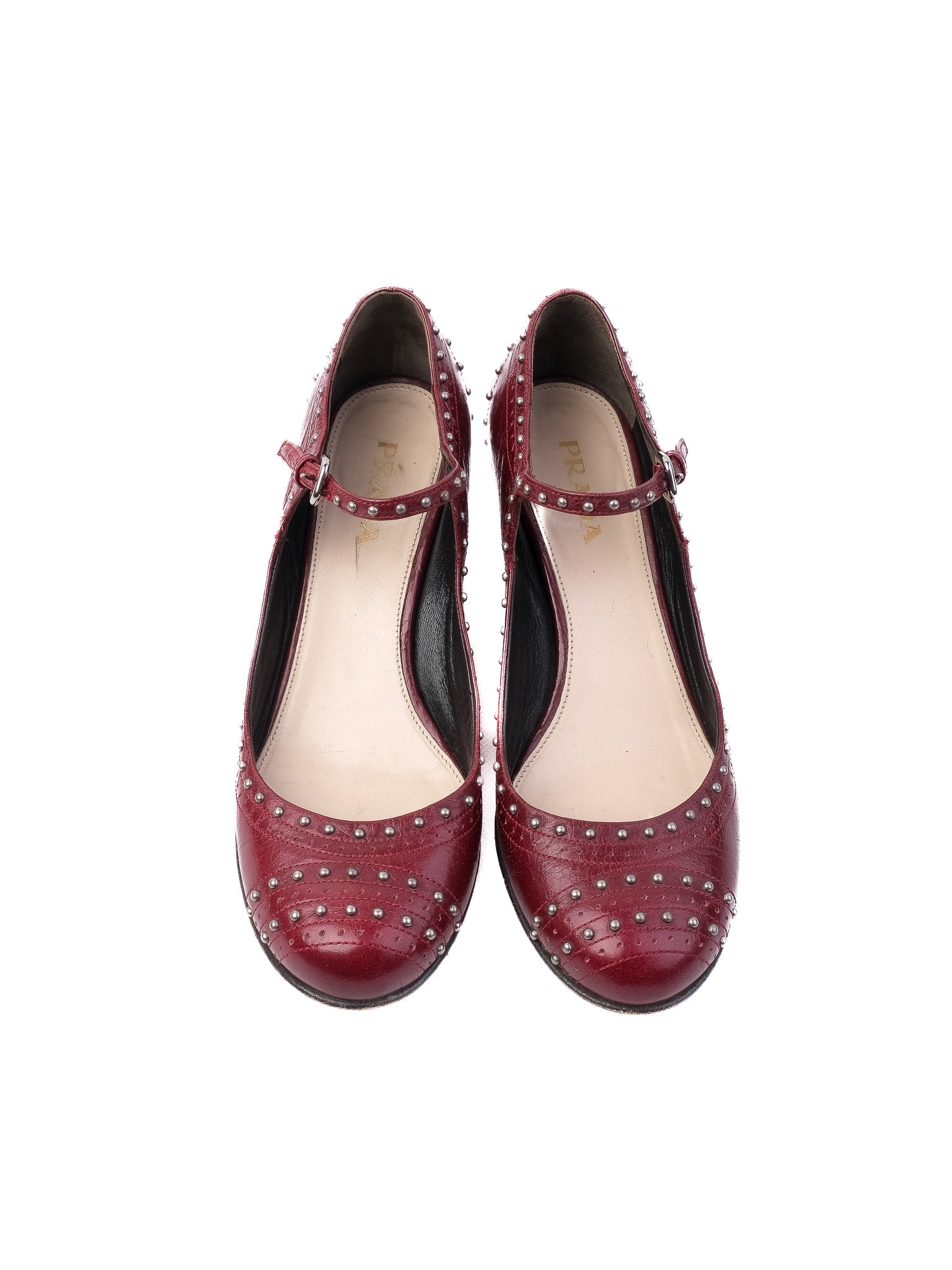 Excellent Prada Red Leather High-Heeled Mary Jane Shoes Size 37