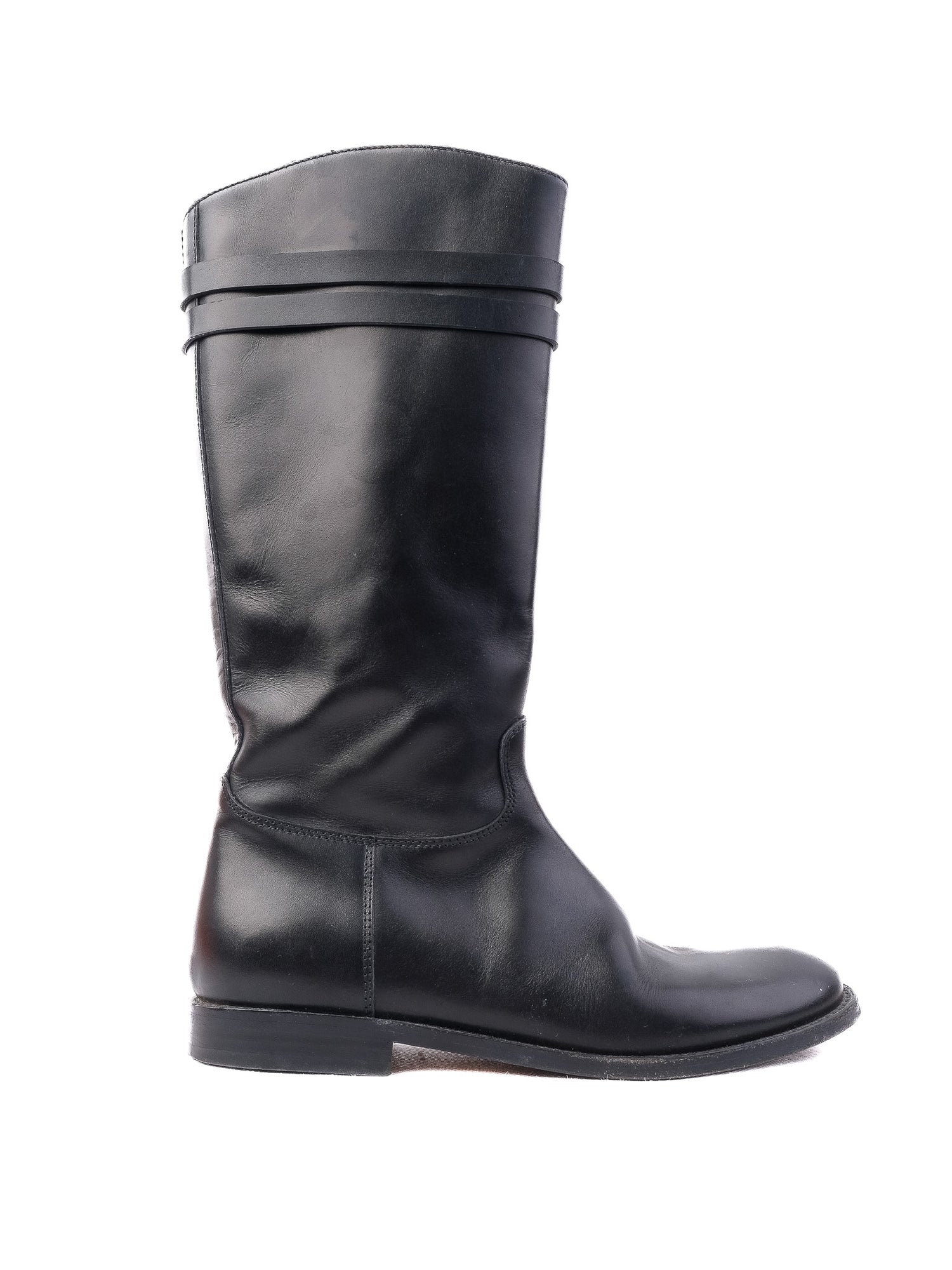 Excellent Bonpoint Black Leather Tall Boots Size 33 for Kids