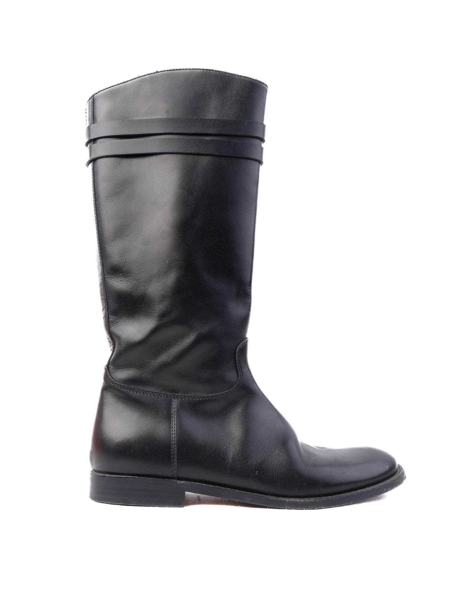 Excellent Bonpoint Black Leather Tall Boots Size 33 for Kids