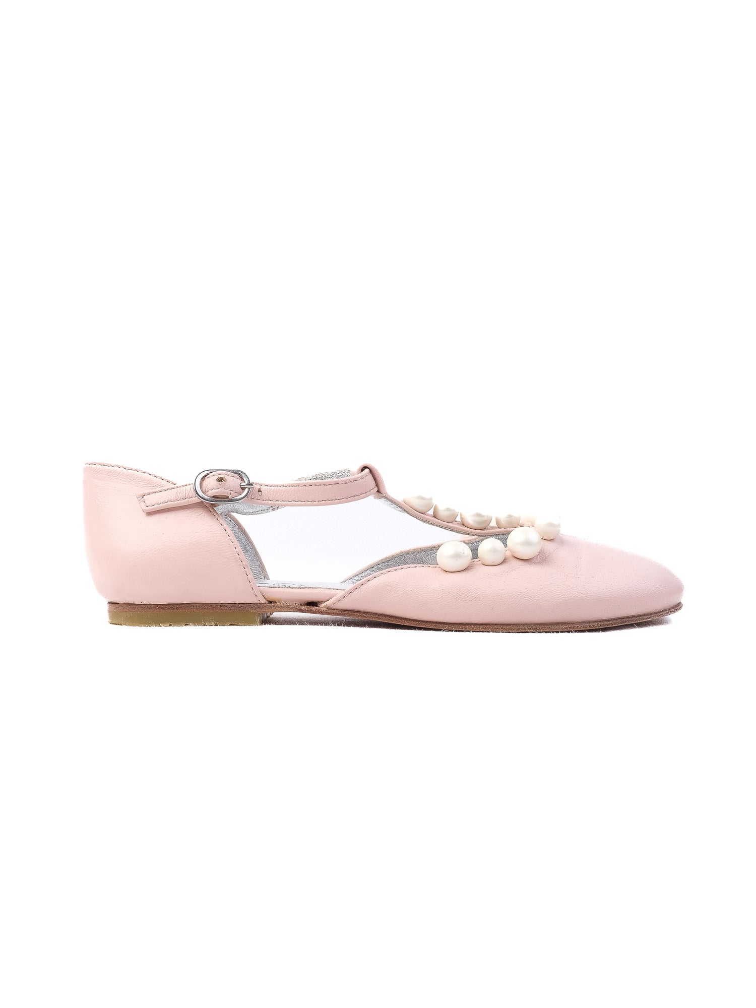 Excellent Simonetta Pink Leather Girls T-Strap Shoes Size 33