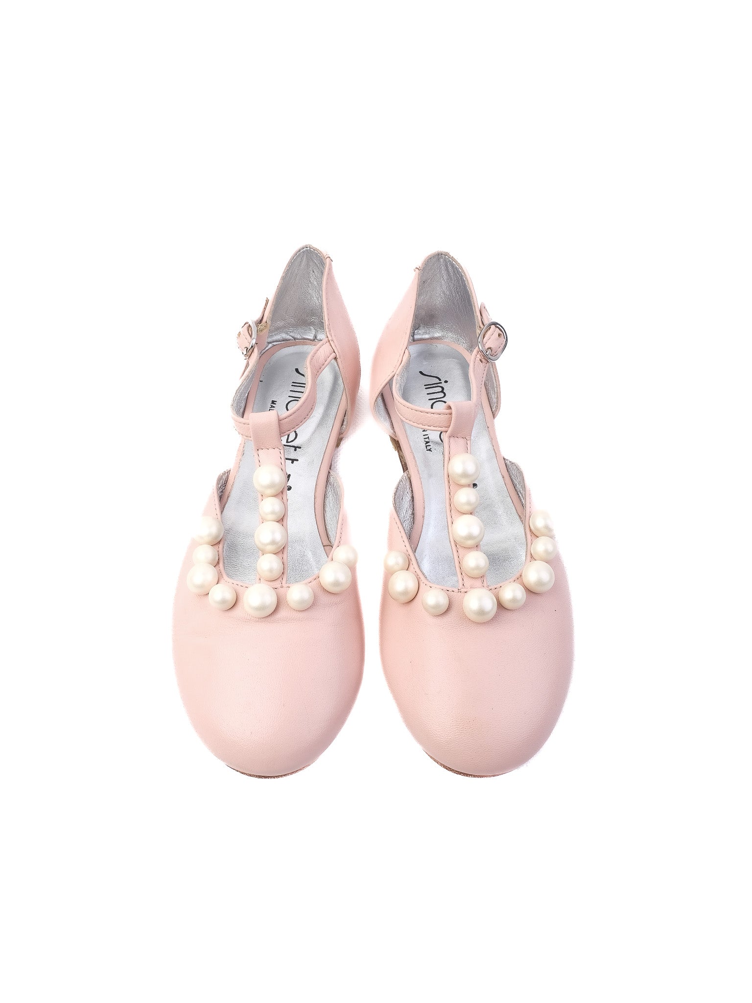Excellent Simonetta Pink Leather Girls T-Strap Shoes Size 33