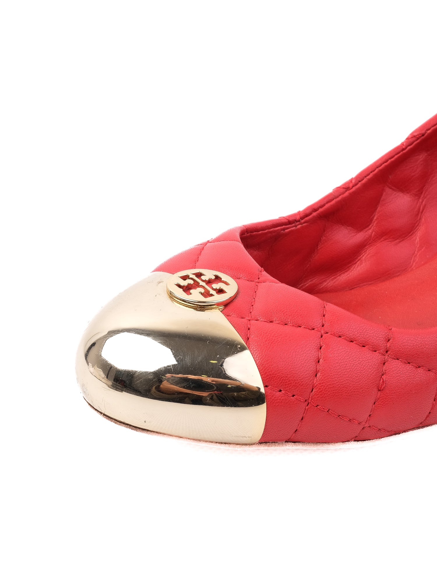 Excellent Tory Burch Red Quilted Leather Block Heel Shoes Size 37