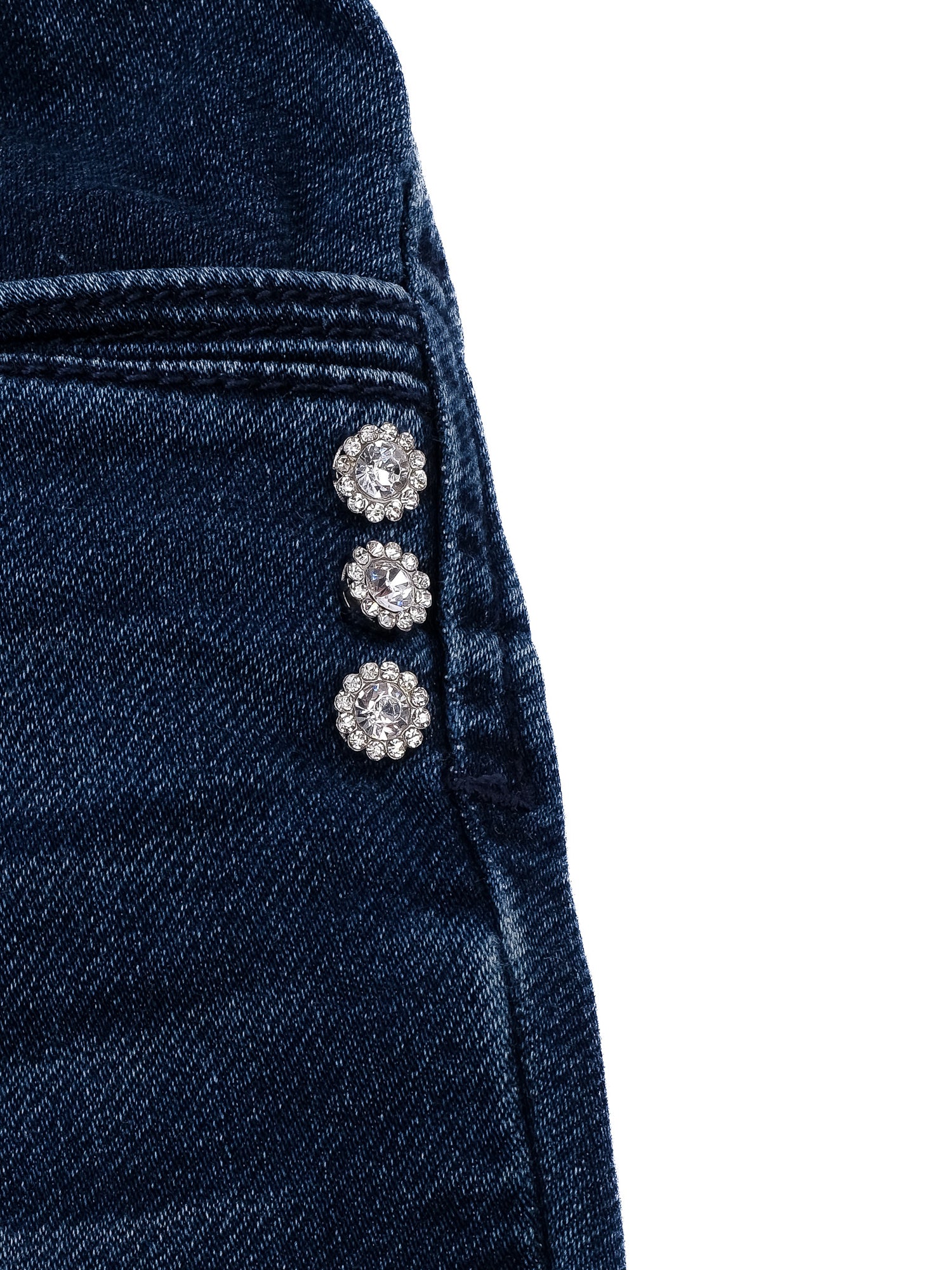 Monnalisa Excellent Blue Denim Jeans with Rhinestone Detail Size 6