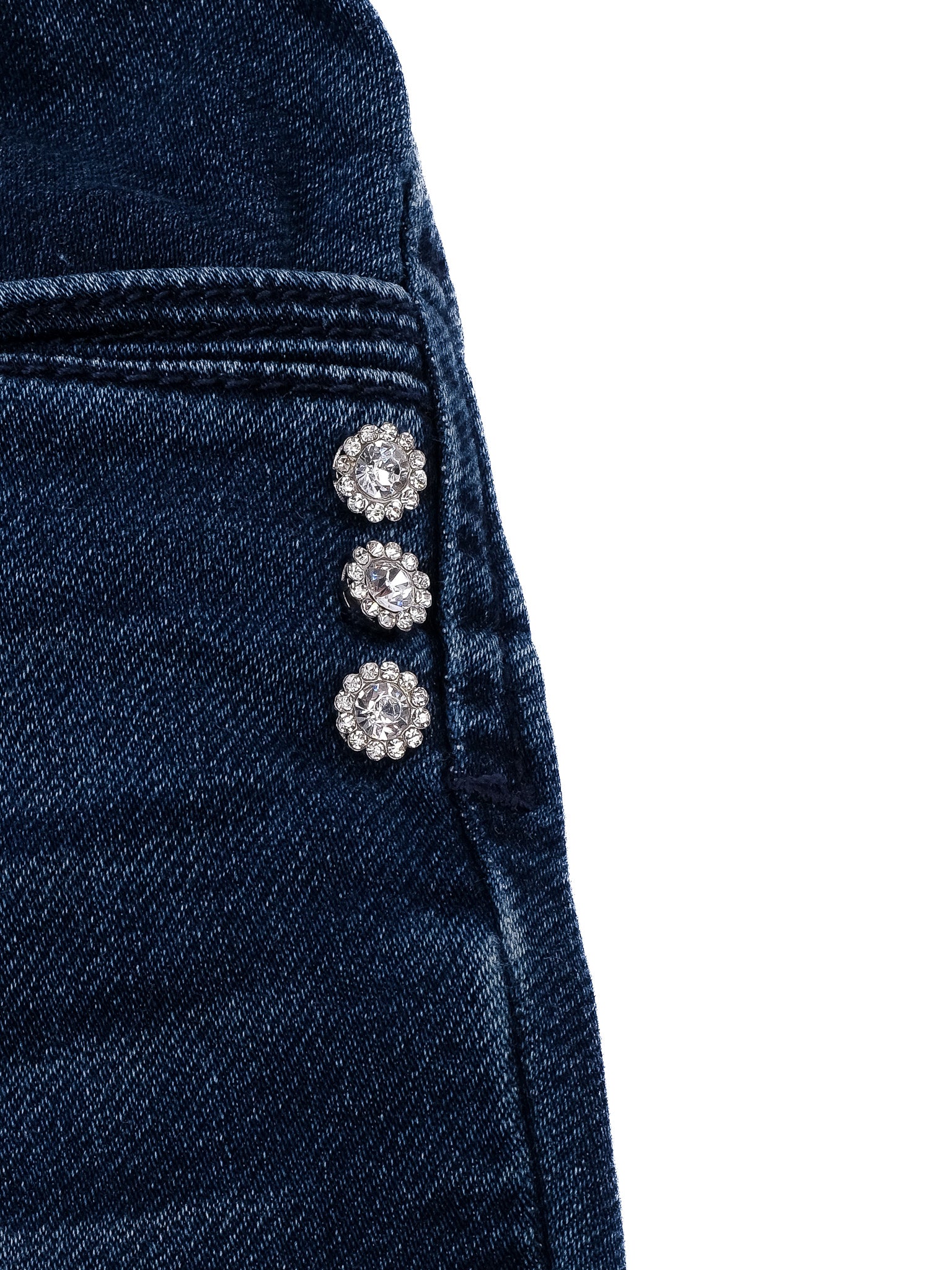Monnalisa Excellent Blue Denim Jeans with Rhinestone Detail Size 6