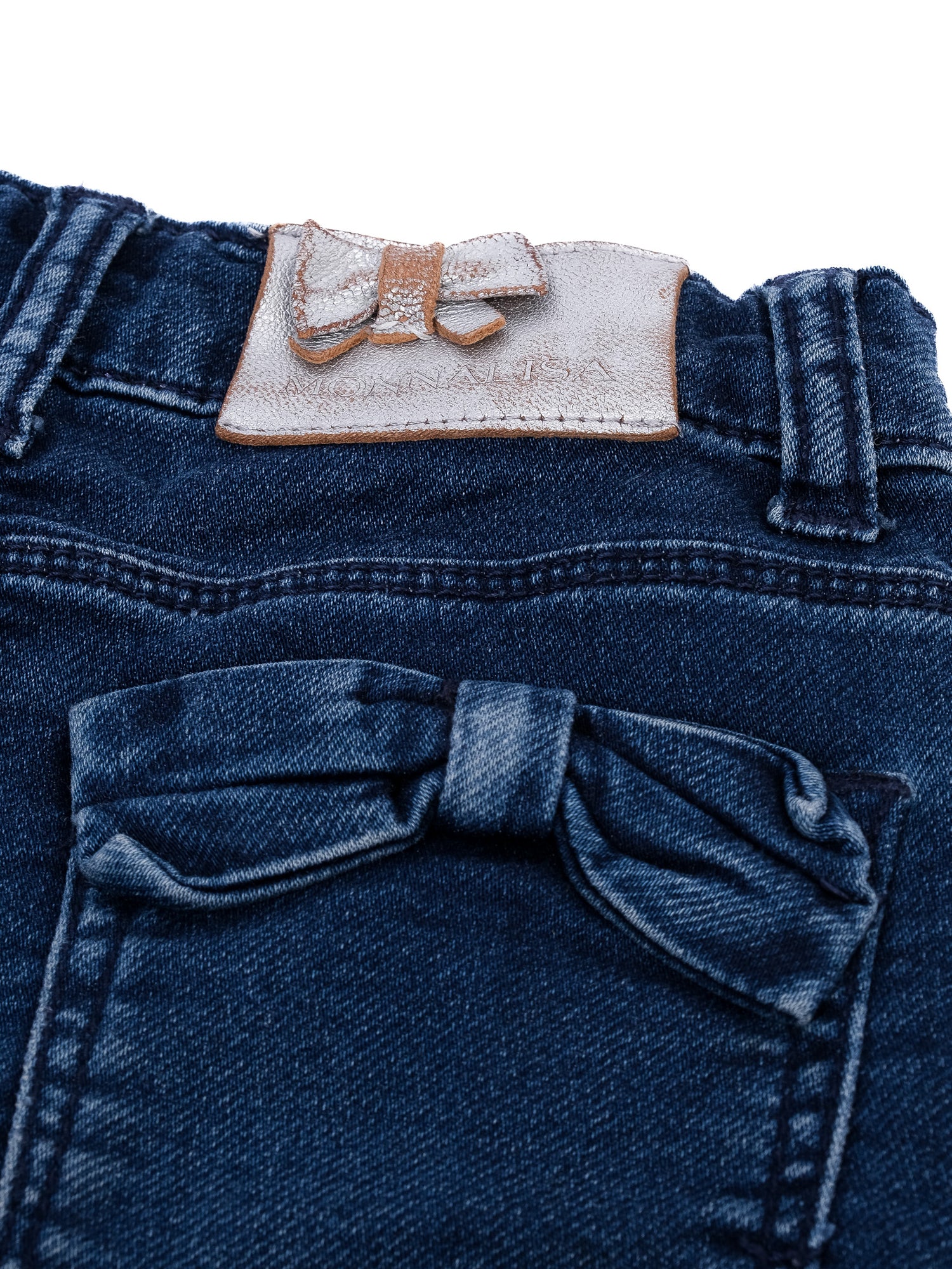 Monnalisa Excellent Blue Denim Jeans with Rhinestone Detail Size 6