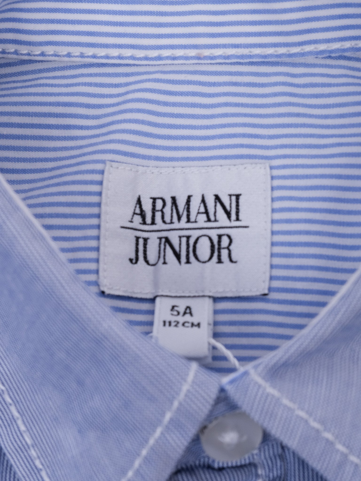 Excellent Armani Junior Blue Cotton Shirt Size 5 for Kids