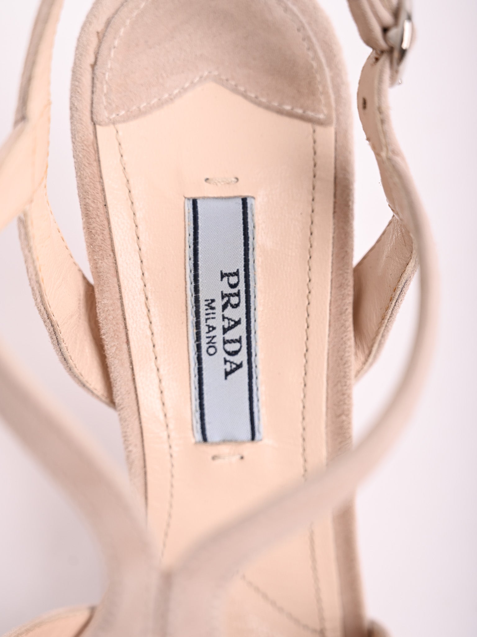 Excellent Prada White Fabric High-Heeled Sandals Size 36