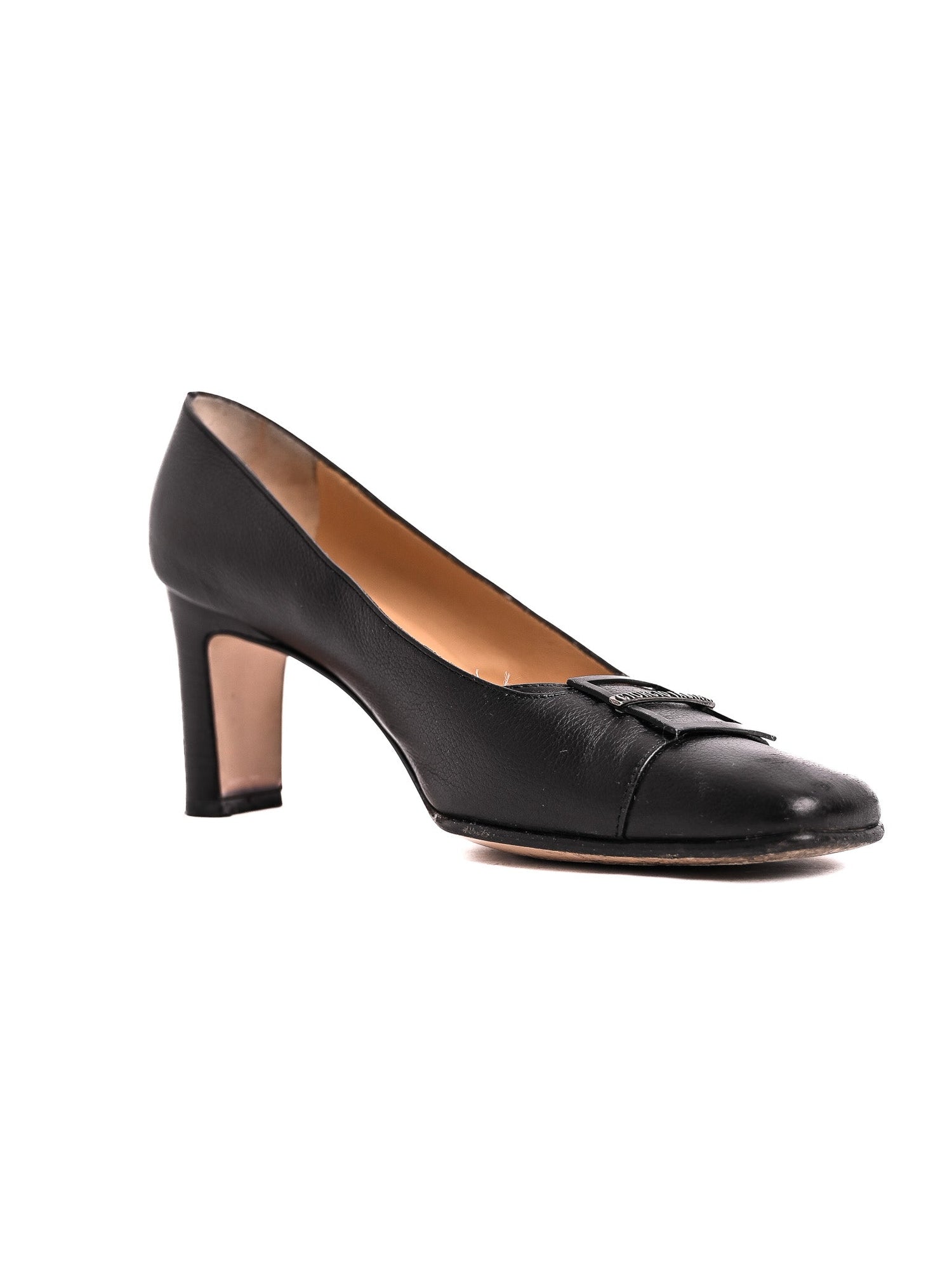 Good Giorgio Fabiani Black Leather High Heels Size 36.5 with Bow