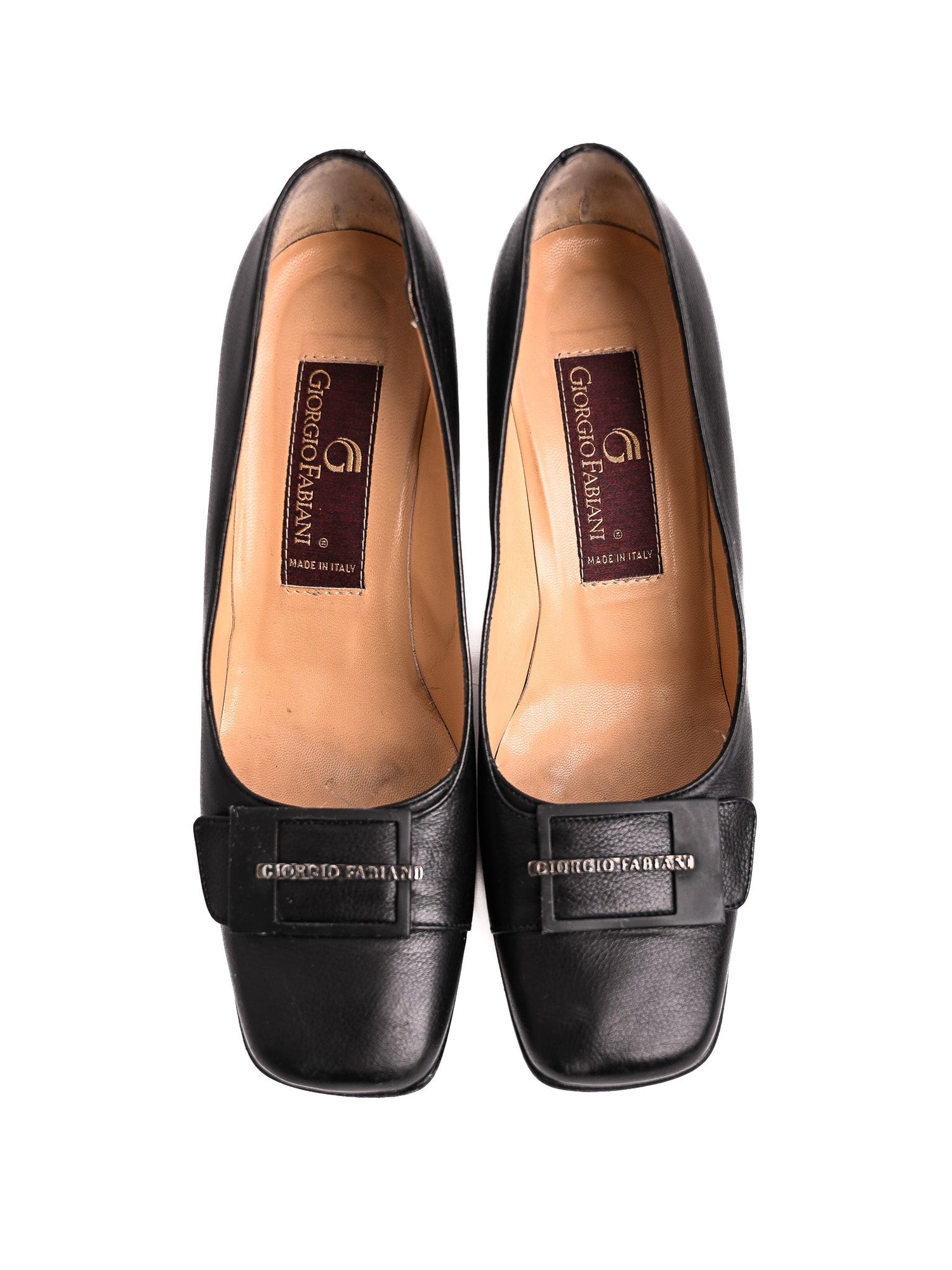 Good Giorgio Fabiani Black Leather High Heels Size 36.5 with Bow