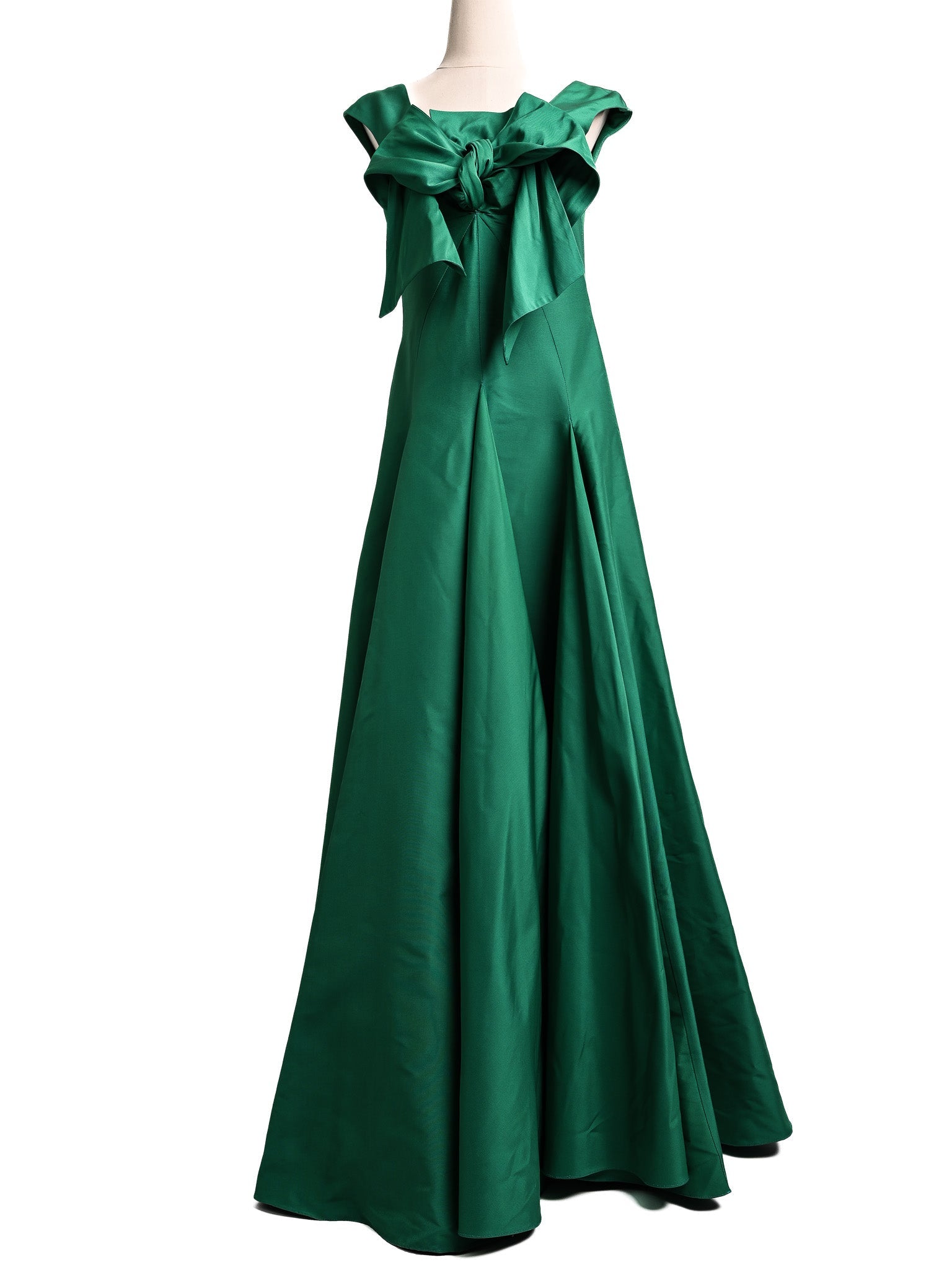 Elie Saab Green Silk Gown with Bow Detail Size M