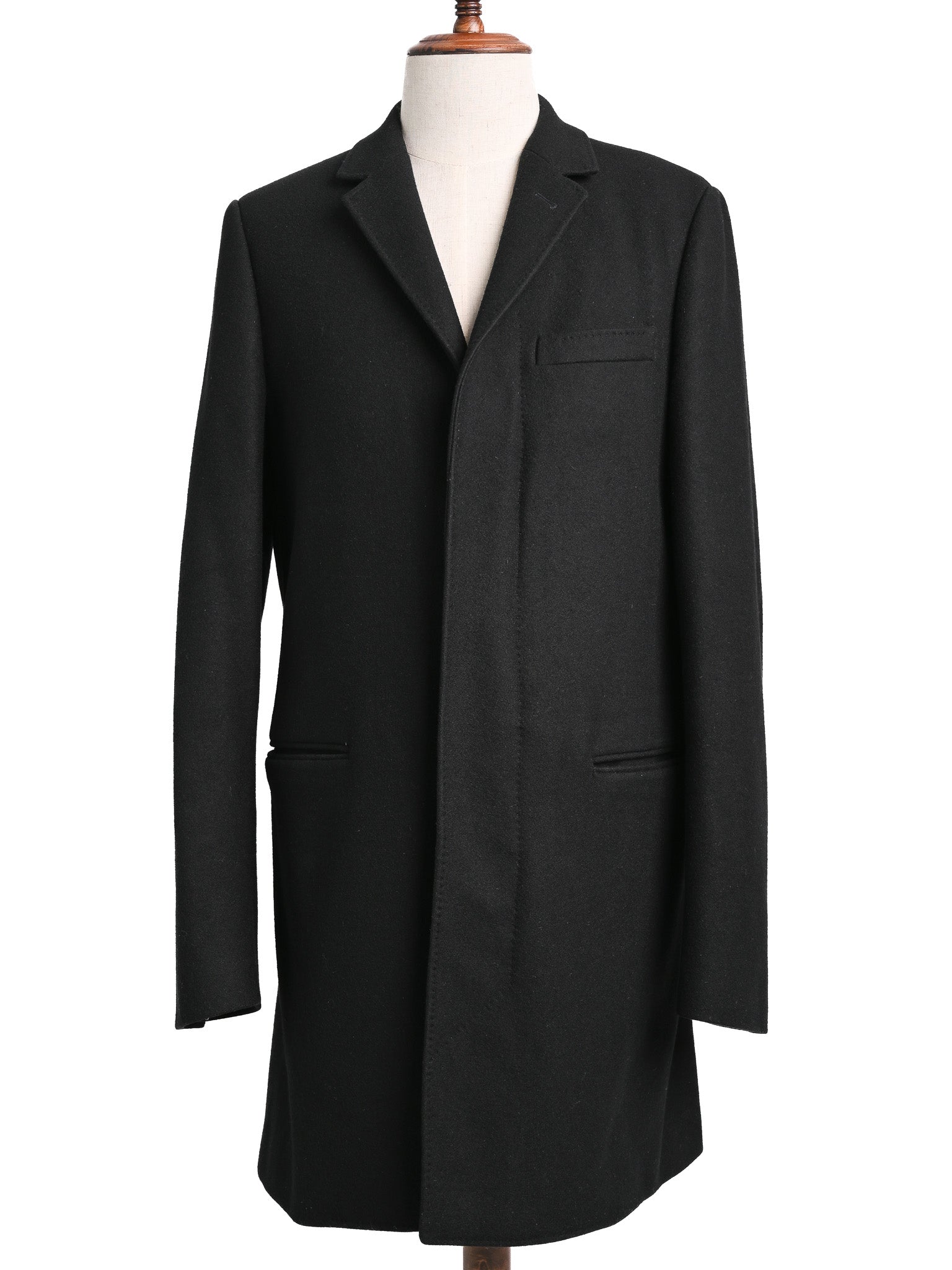 Excellent Dolce Gabbana Black Wool Overcoat Size S