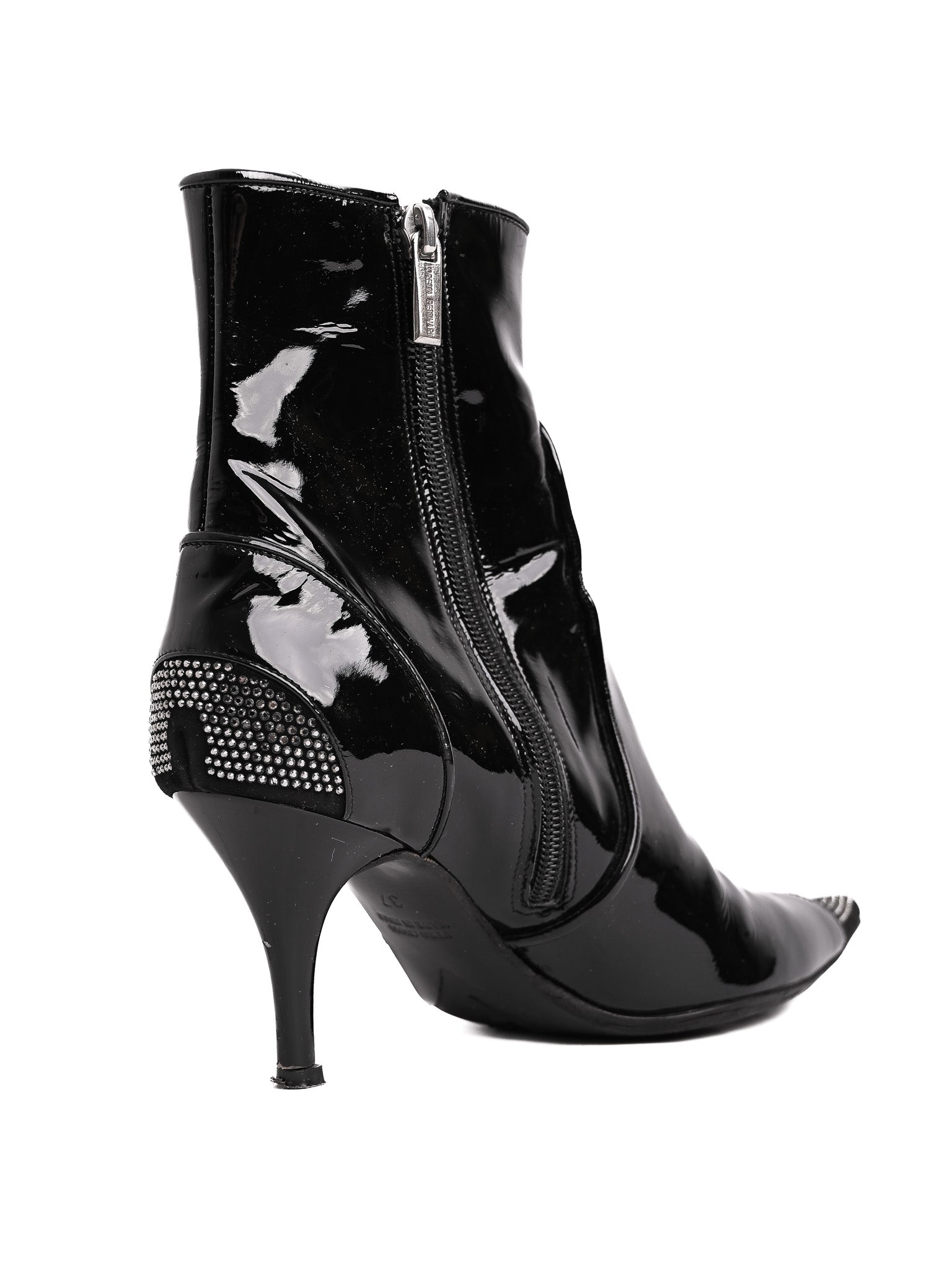 Good Loretta Pettinari Black Leather Ankle Boots Size 37