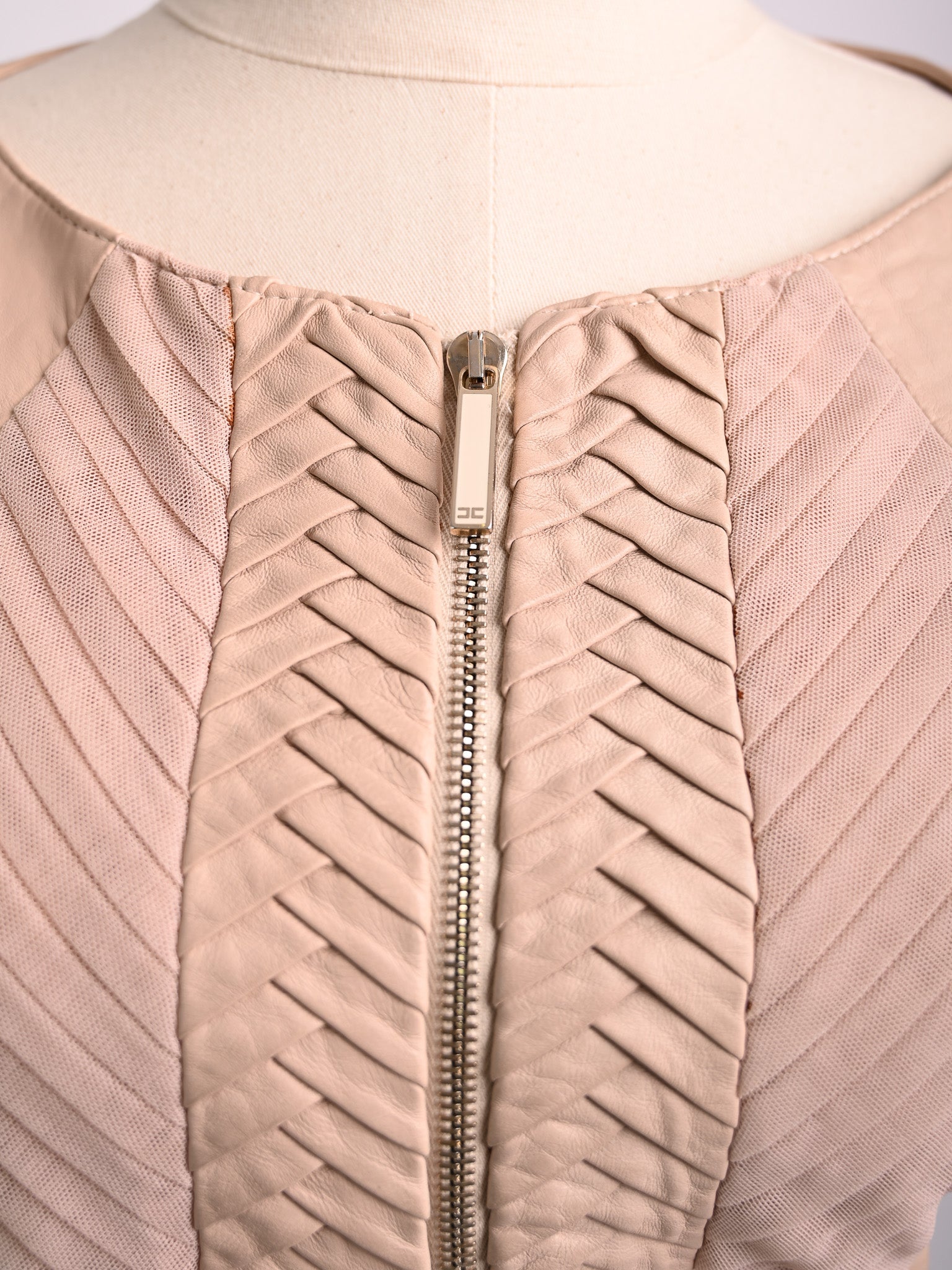 Excellent Elisabetta Franchi Pink Leather Jacket Size XS